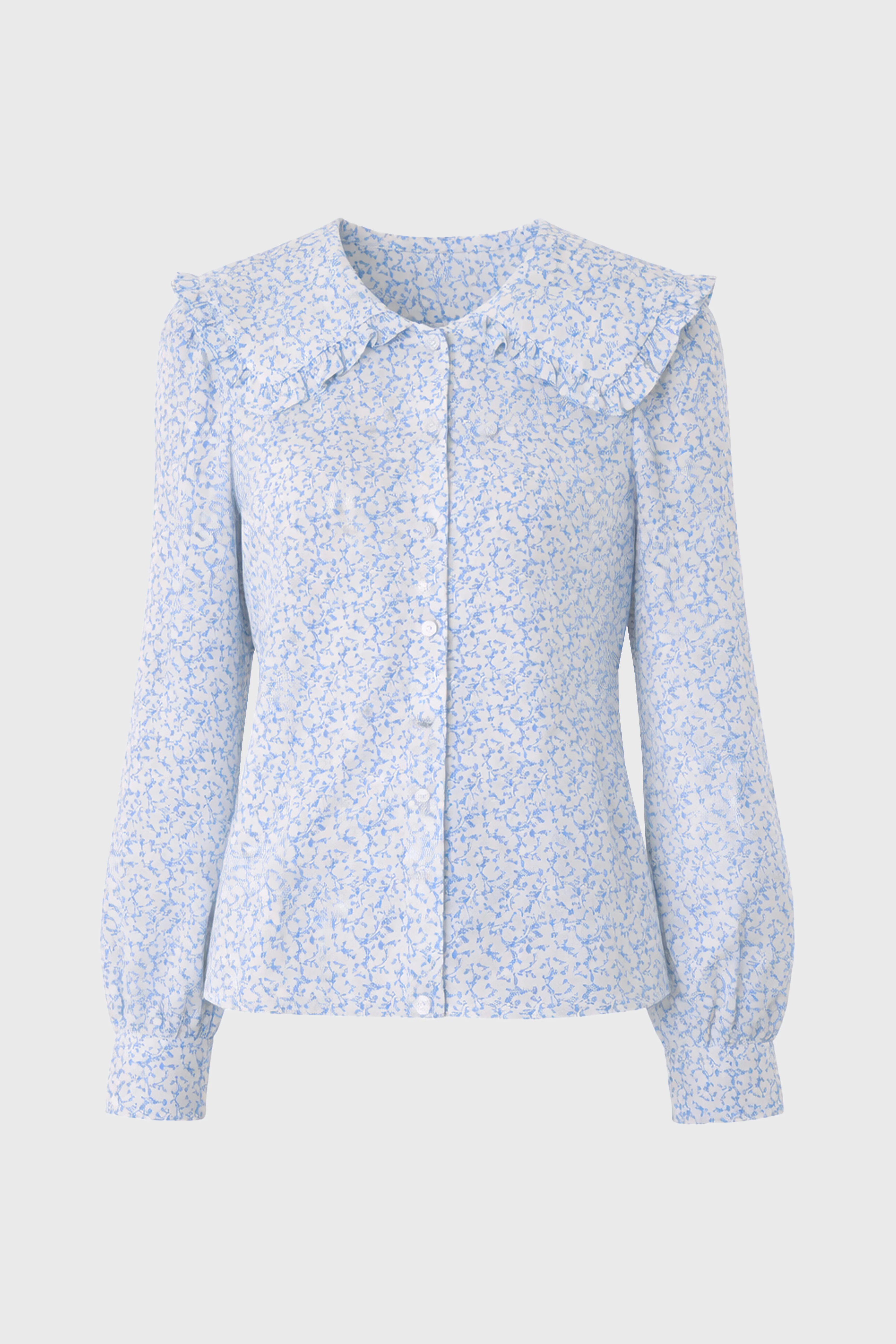 Blue Floral Peter Pan Blouse - Image 6