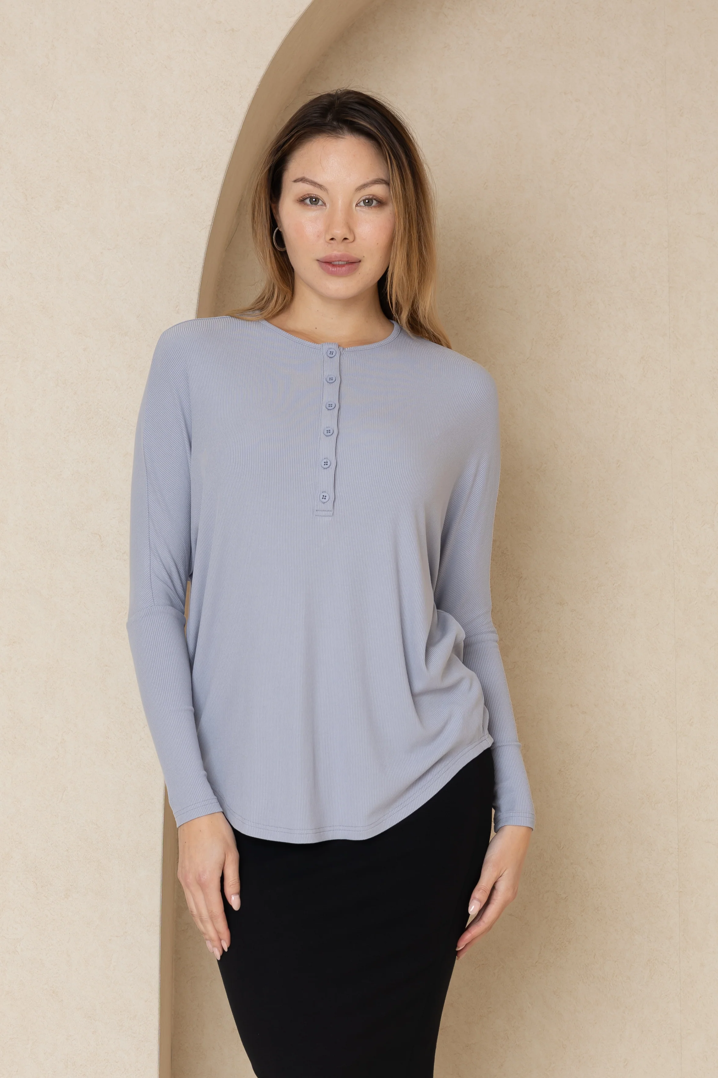 Blue Henley Dolman Tee - Image 3