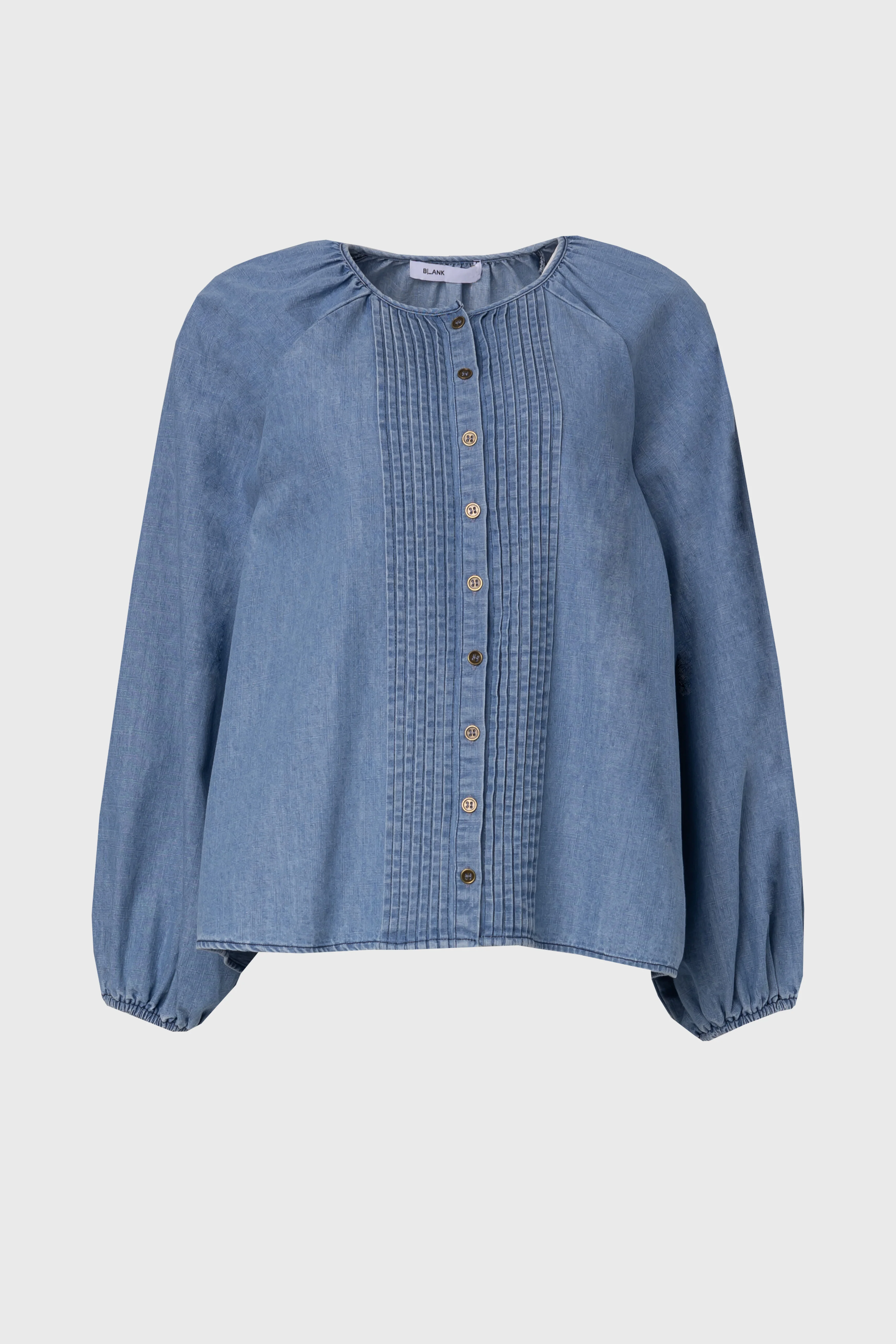 Blue Pintuck Denim Blouse - Image 5