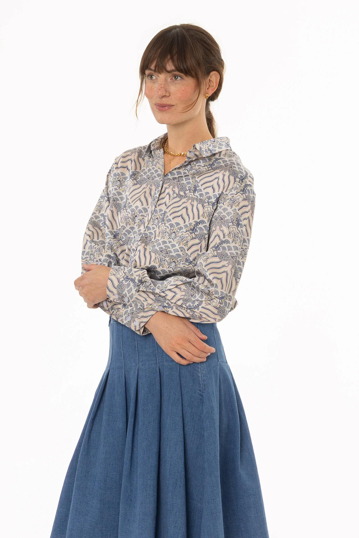 Blue Printed Blouse - Image 3