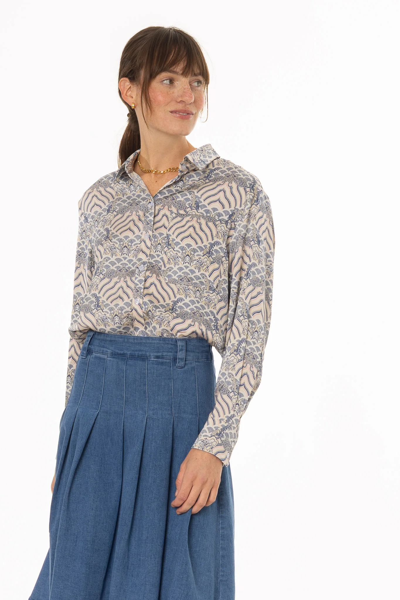 Blue Printed Blouse - Image 4