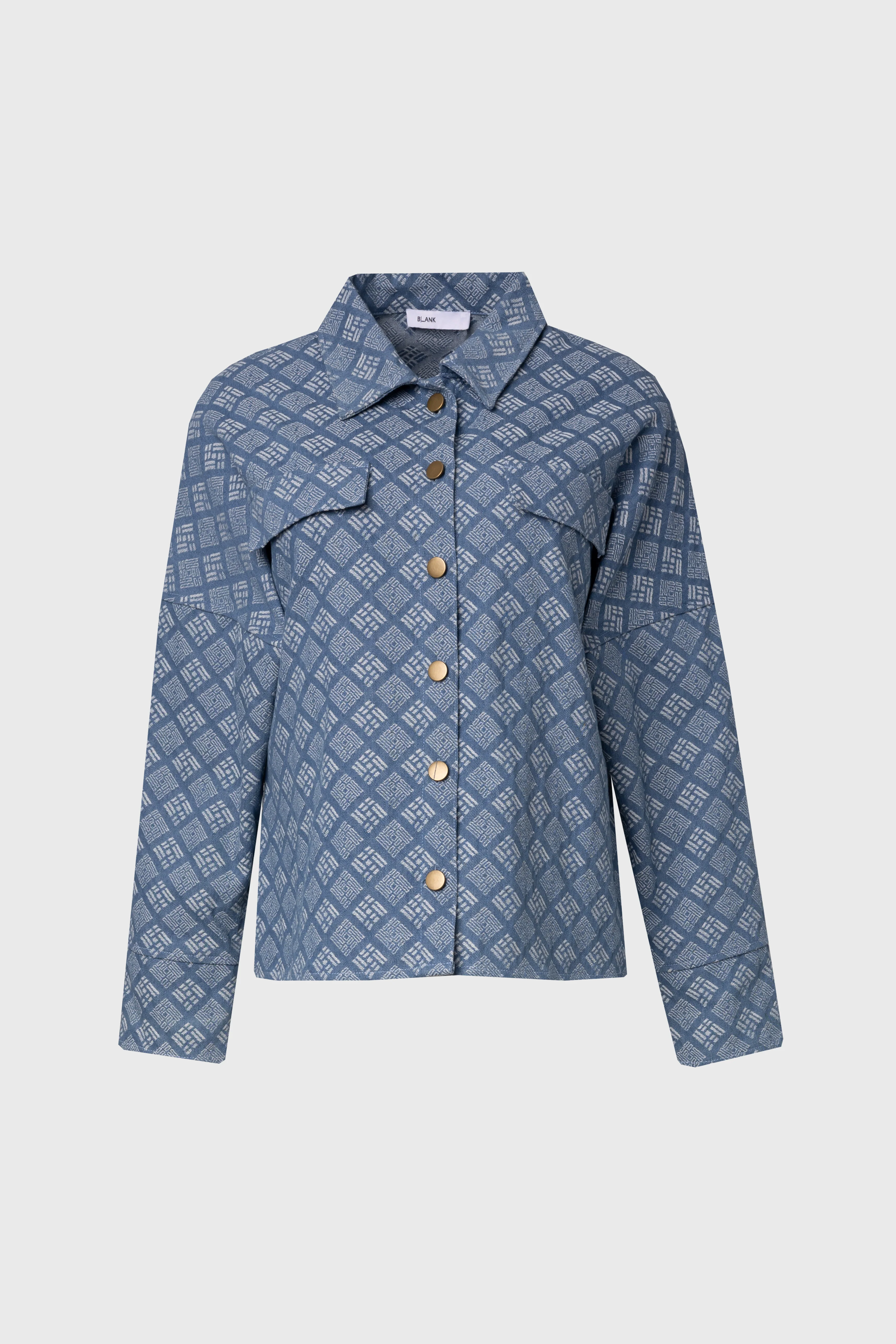 Blue Printed Denim Jacket - Image 5