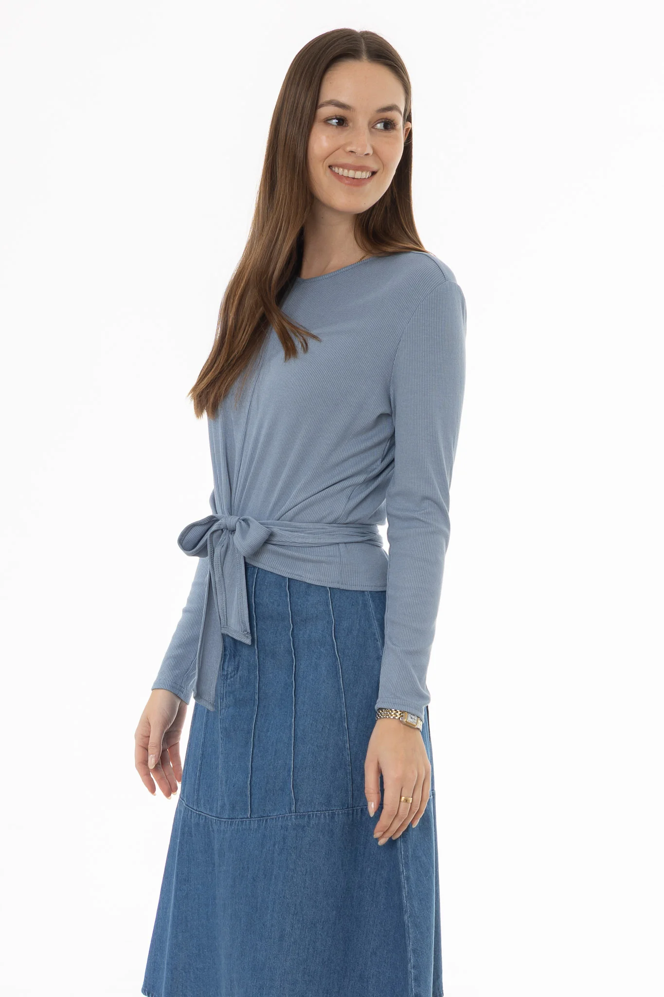 Blue Ribbed Tie T-Shirt - Image 3