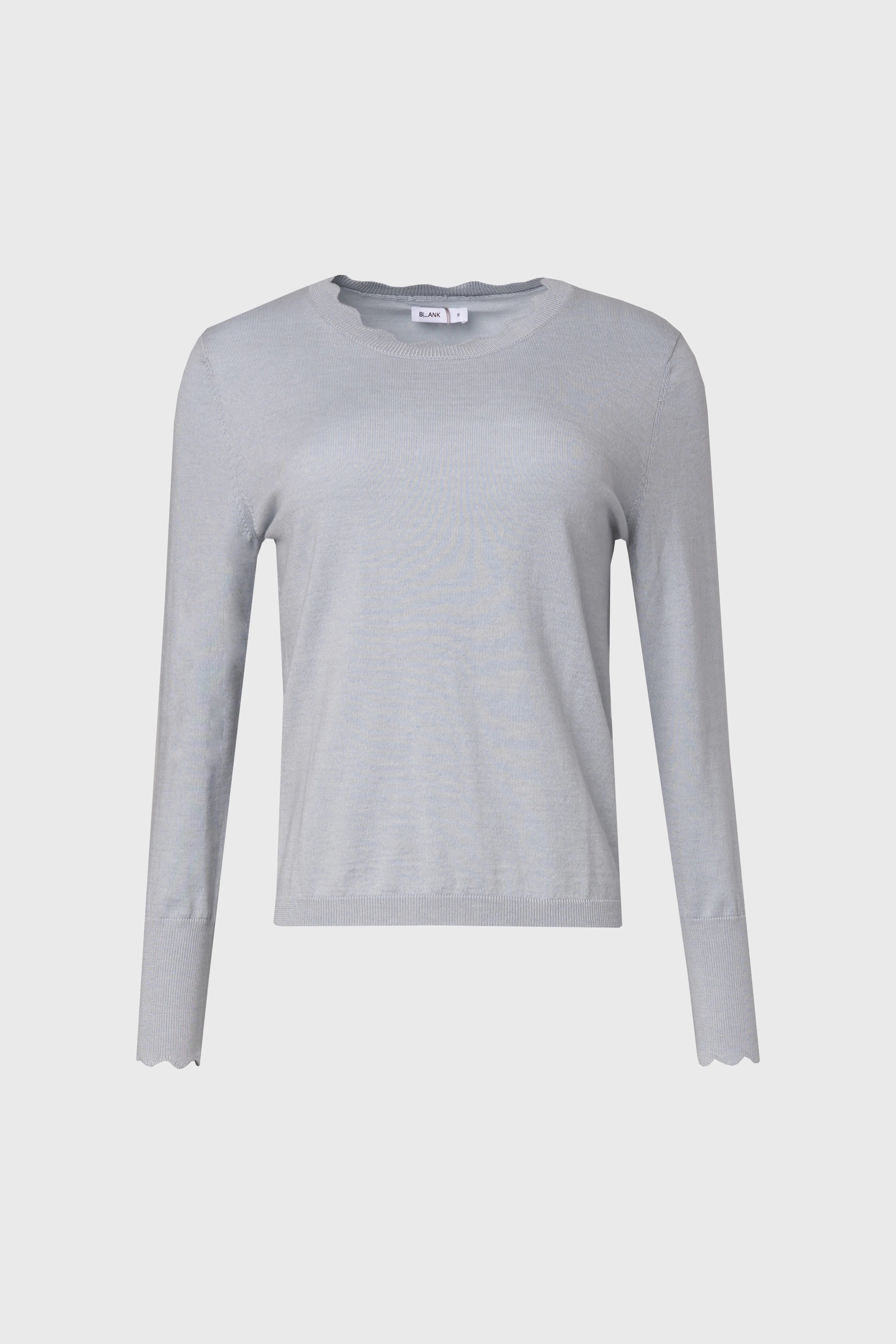 Blue Scalloped Thin Knit Top - Image 5