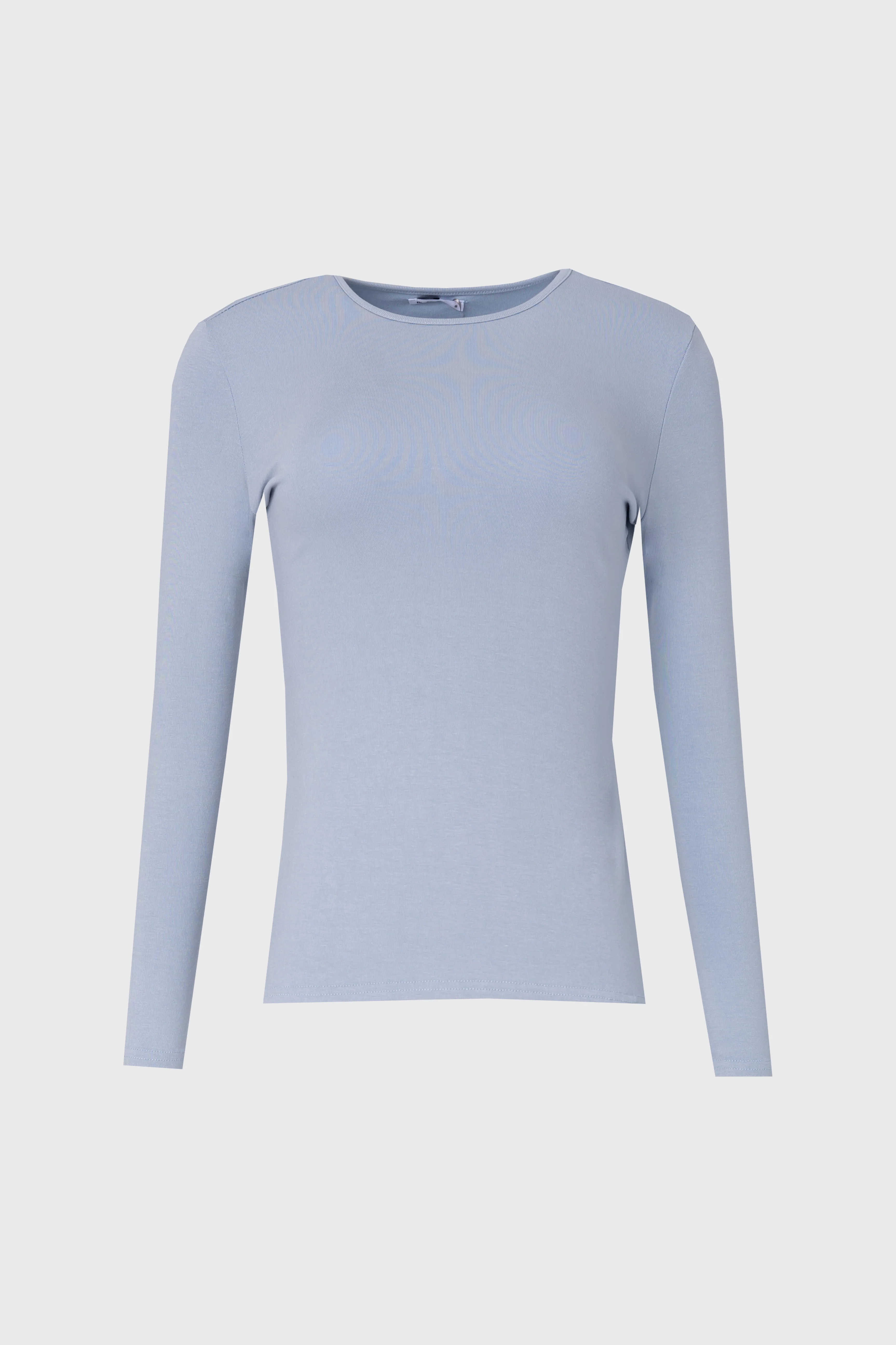 Blue Solid Round Neck Long Sleeve T-Shirt - Image 5