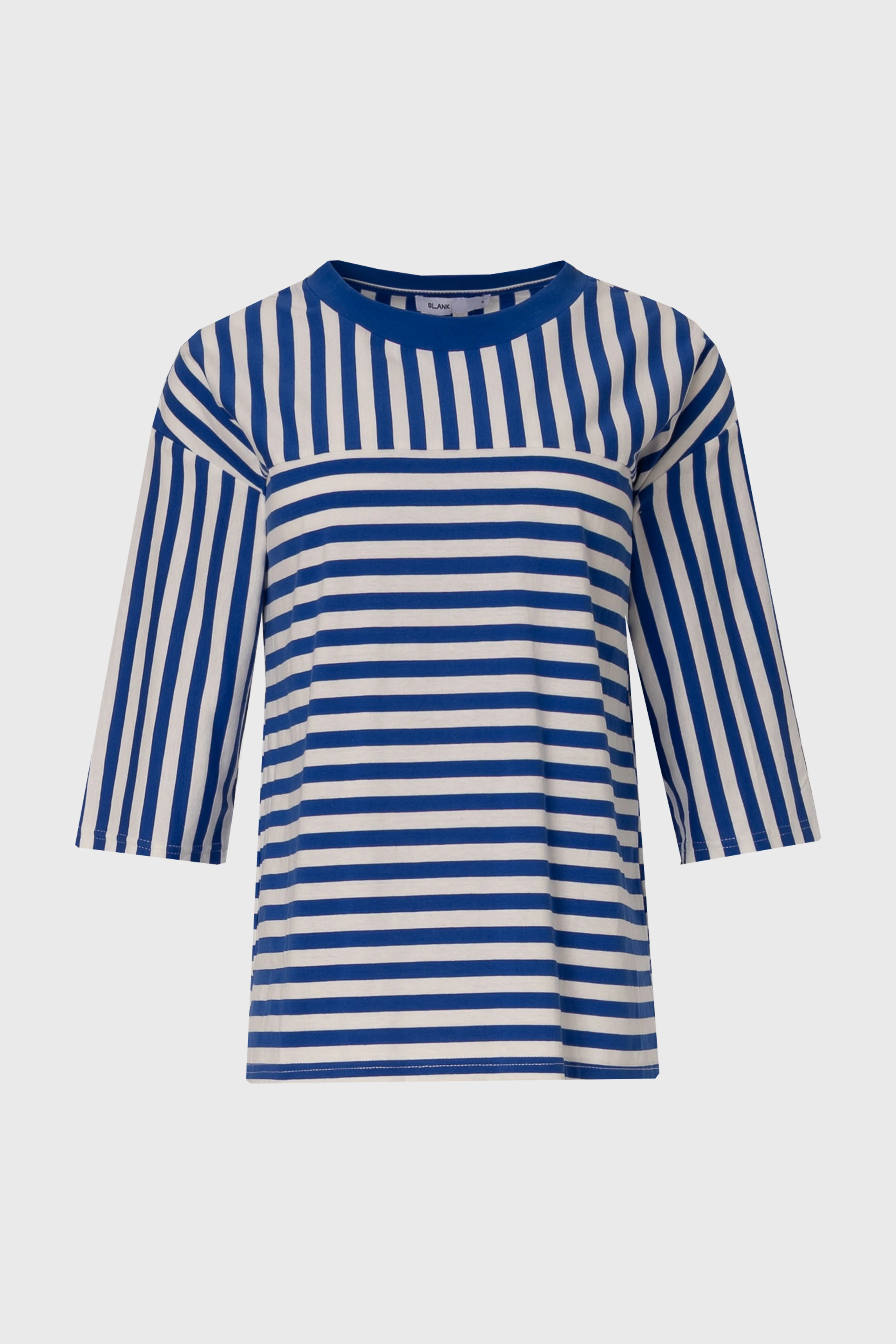 Blue Striped Contrast T-Shirt - Image 6