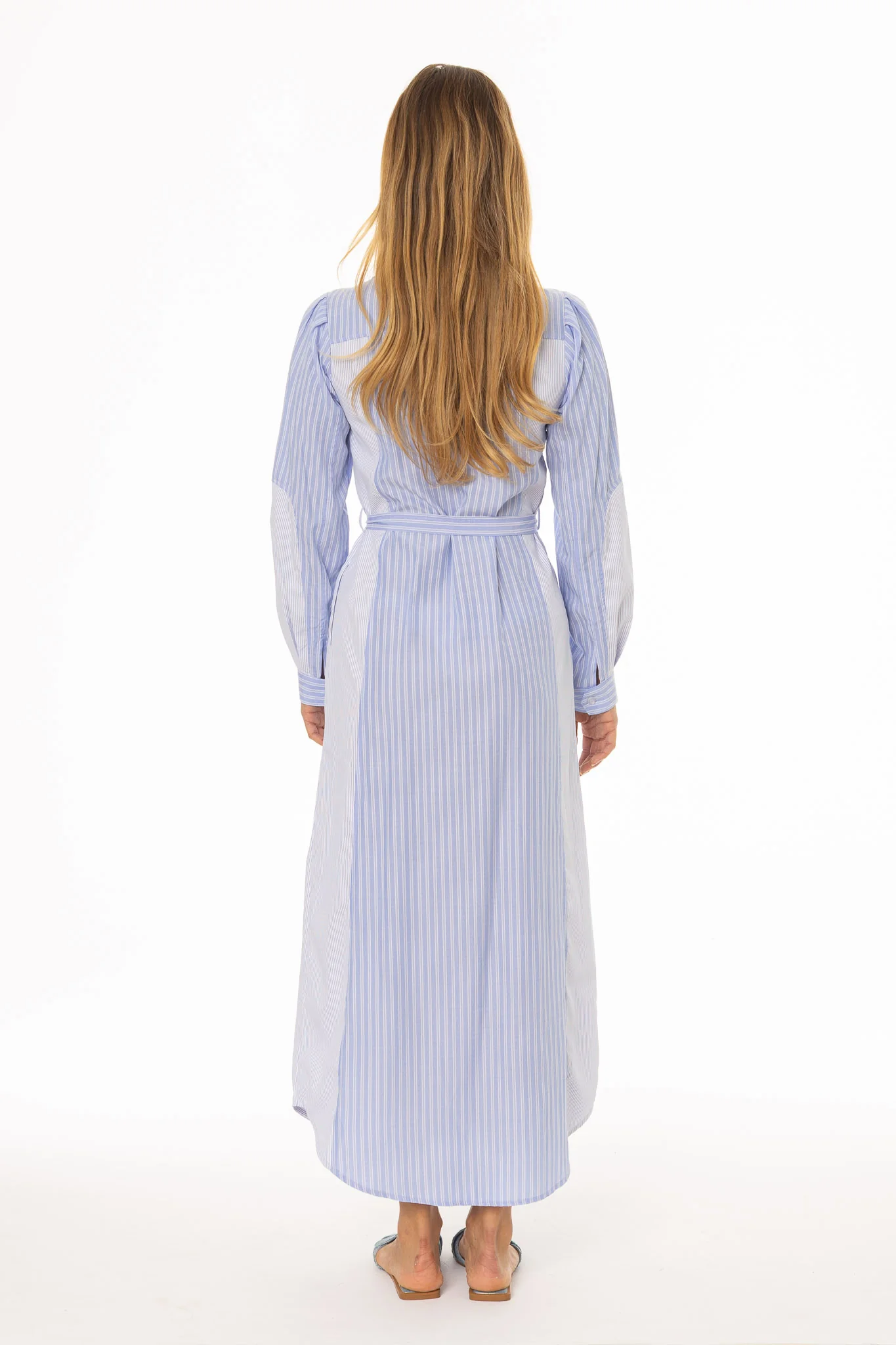 Blue Striped Pocket Shirt Dress - Image 5