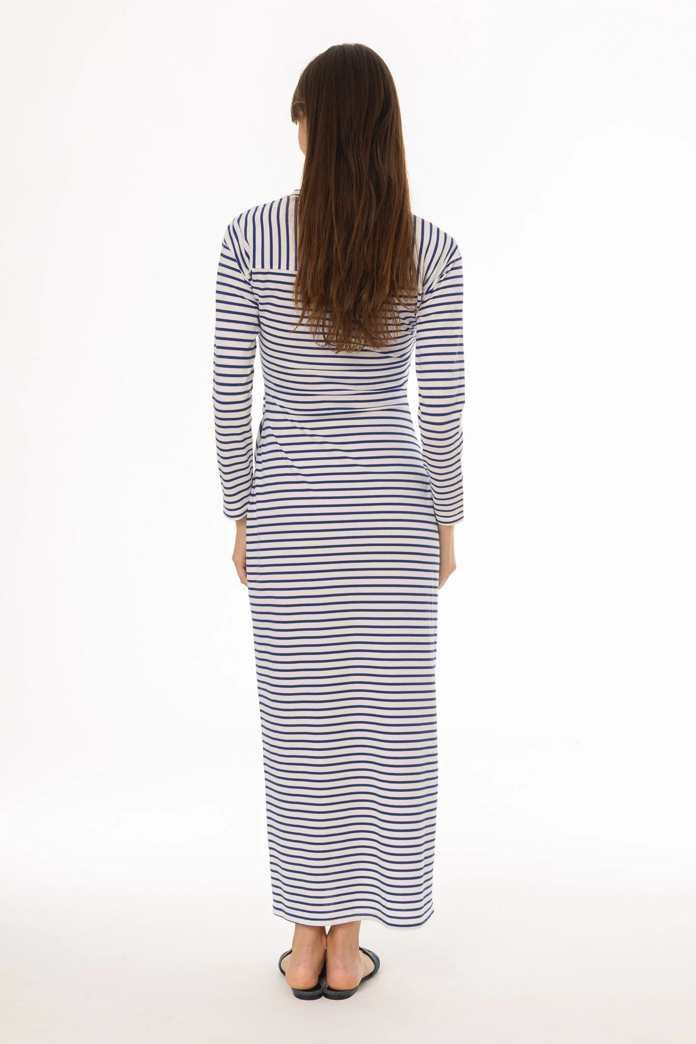 Blue Striped Tie Maxi Dress - Image 5
