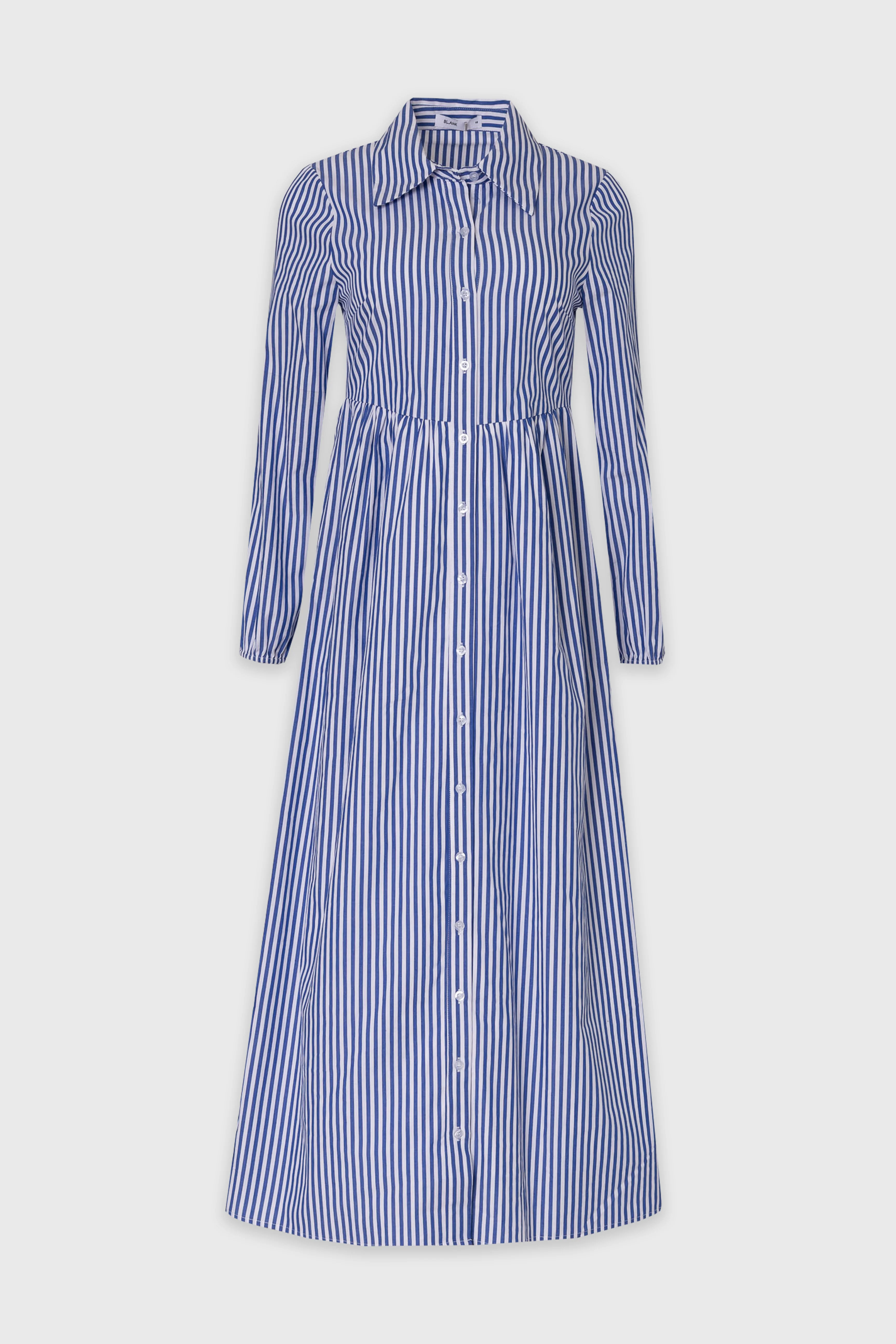 Blue Striped Waisted Maxi Dress - Image 6