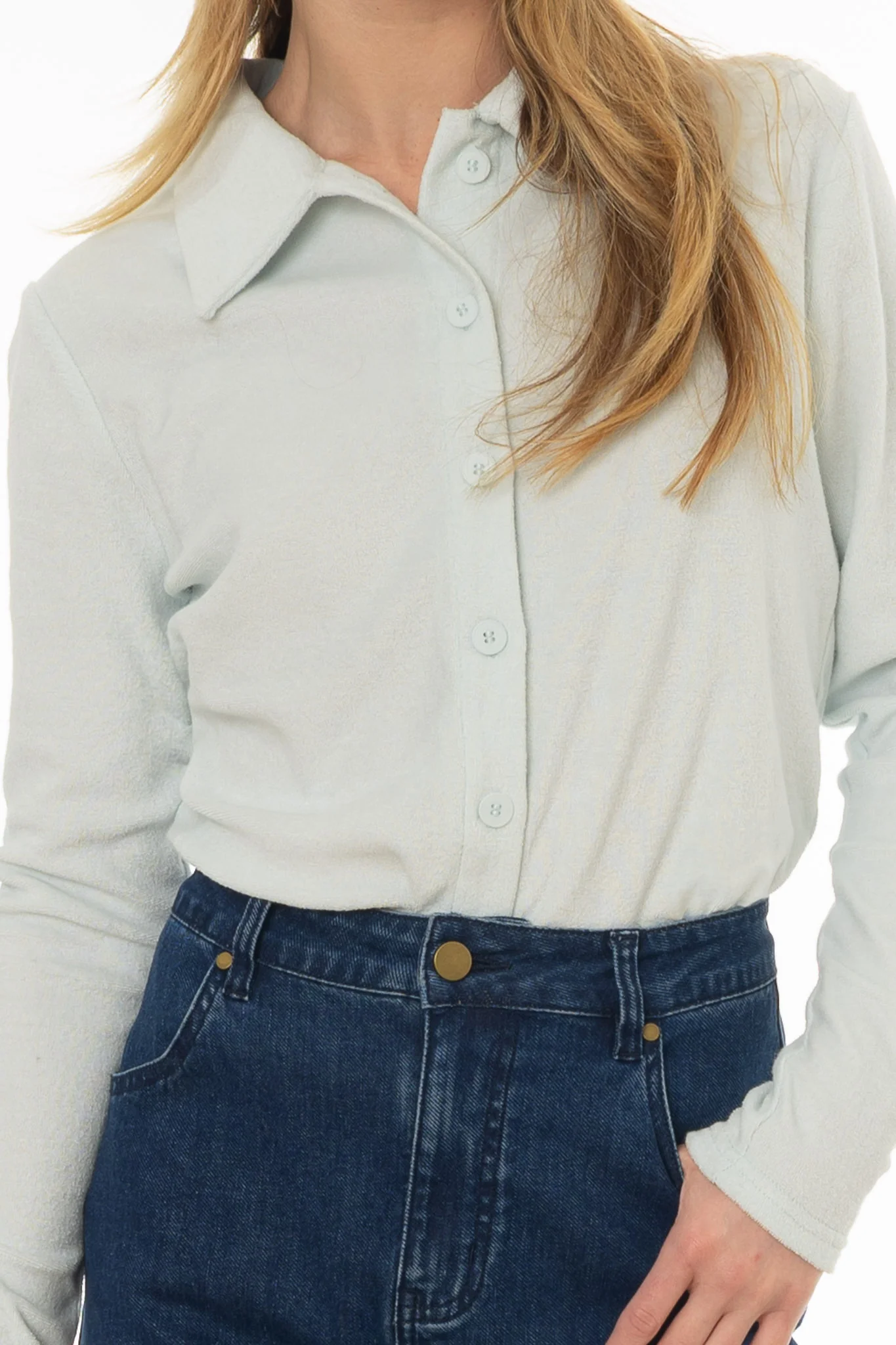 Blue Terry Polo Shirt - Image 2