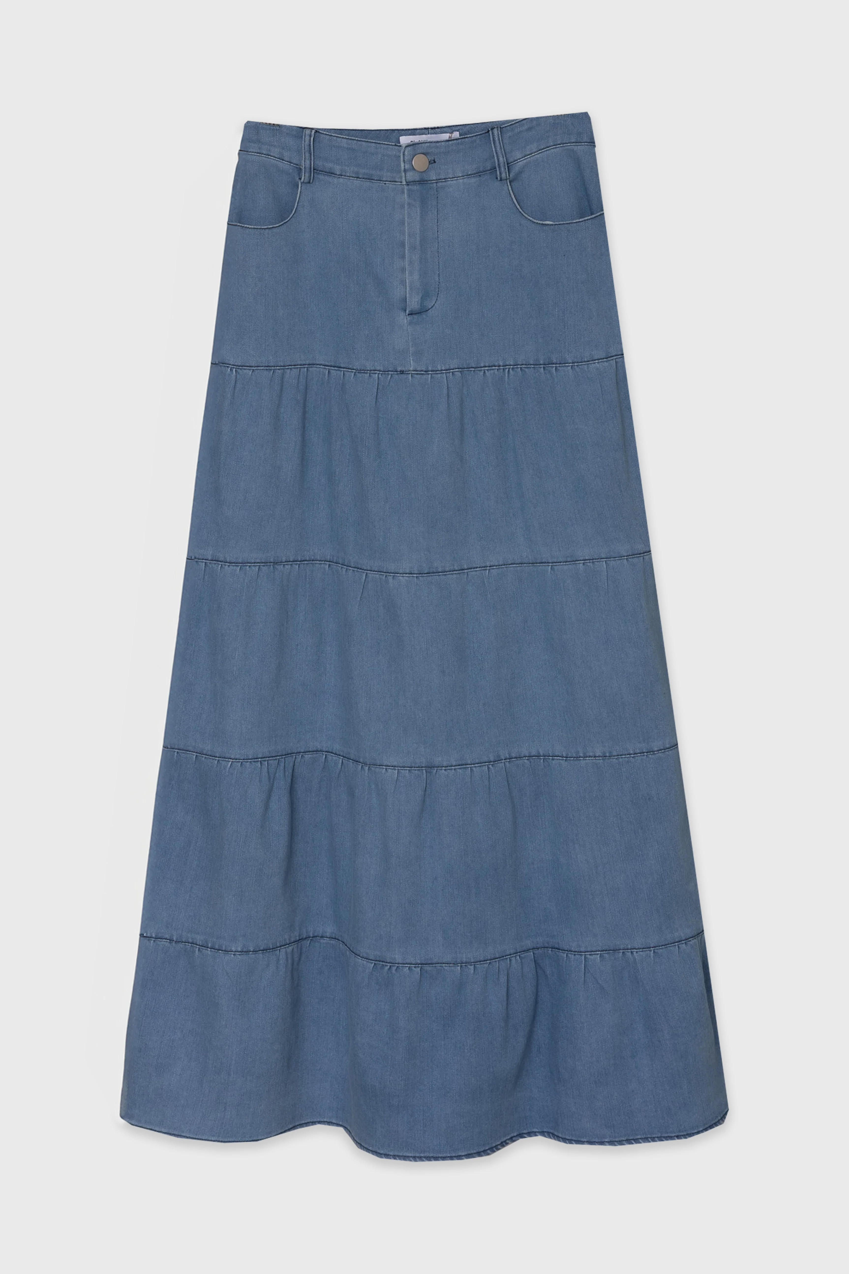 Blue Tiered Denim Maxi Skirt - Image 6