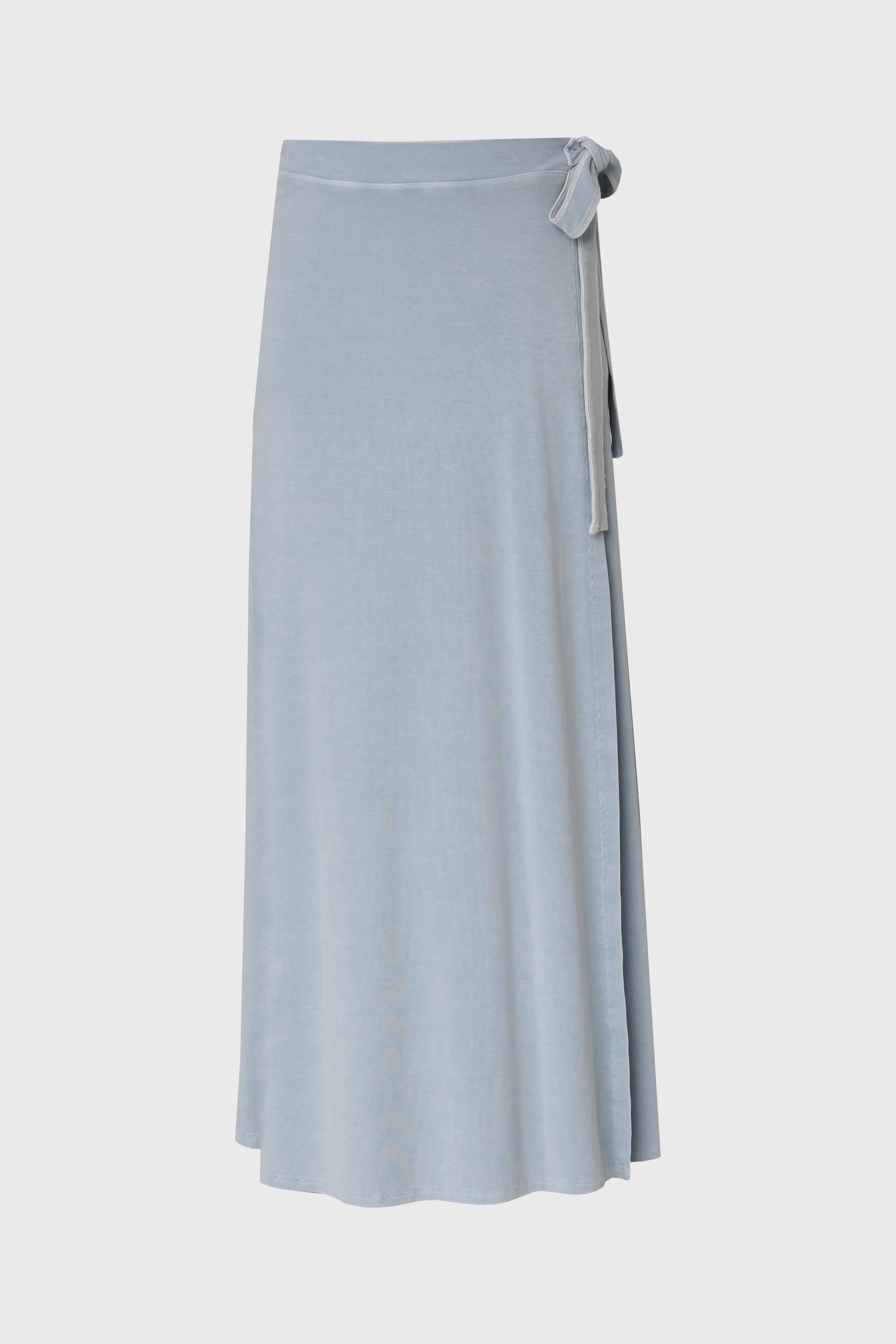 Blue Wash Stretch Wrap Maxi Skirt - Image 6