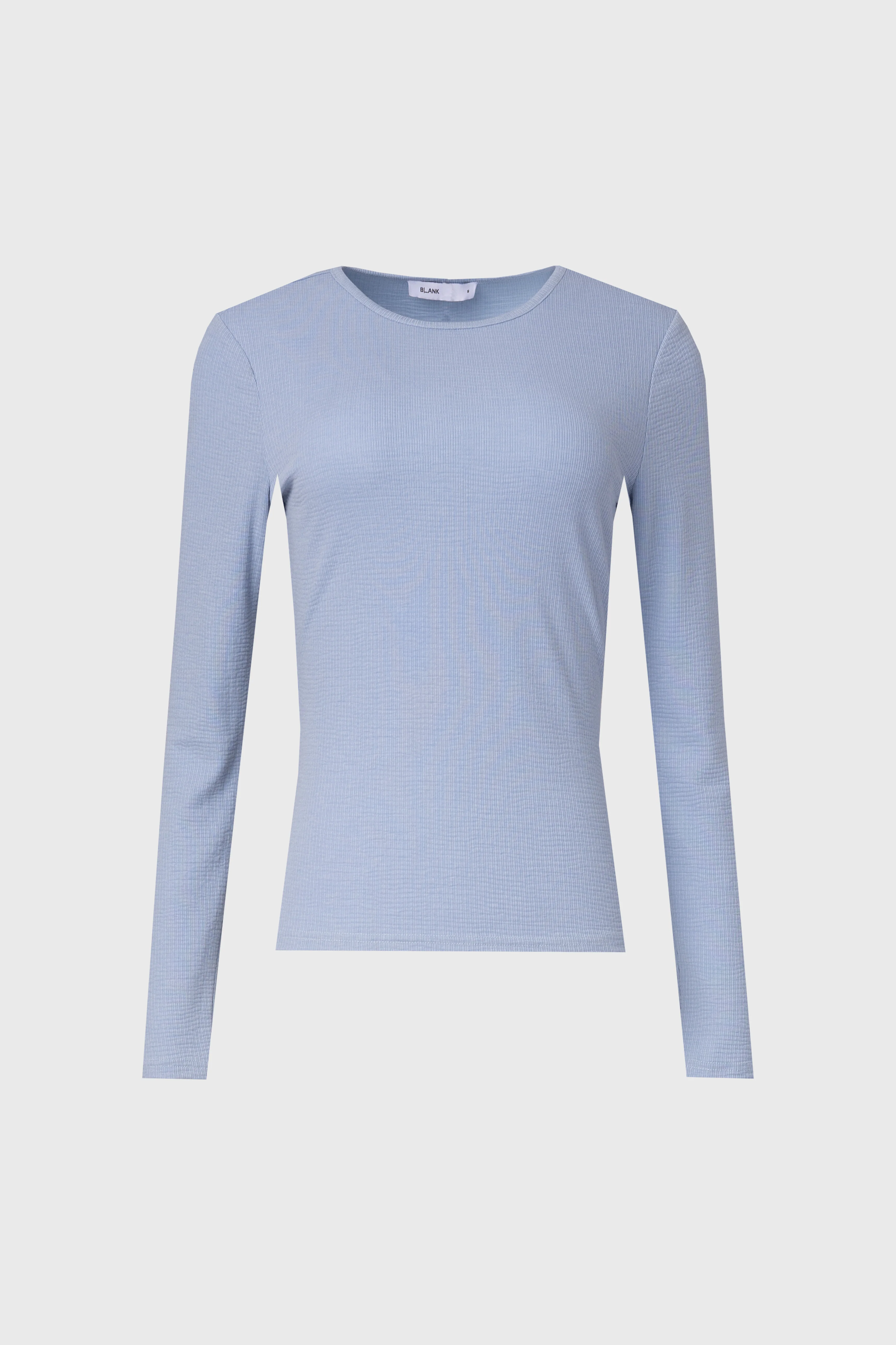 Blue Waved Round Neck Long Sleeve T Shirt - Image 5