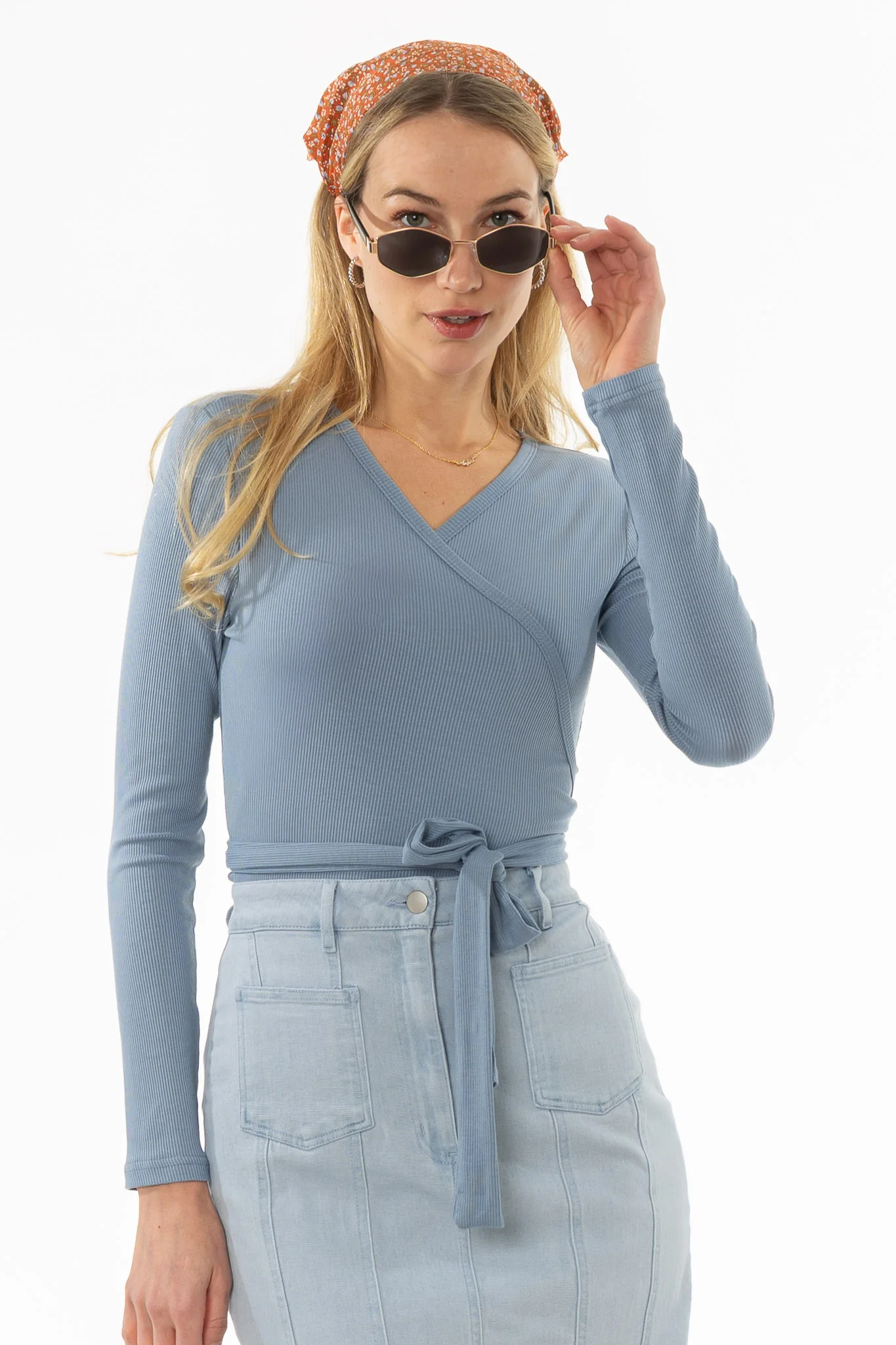 Blue Wrap T-Shirt - Image 3