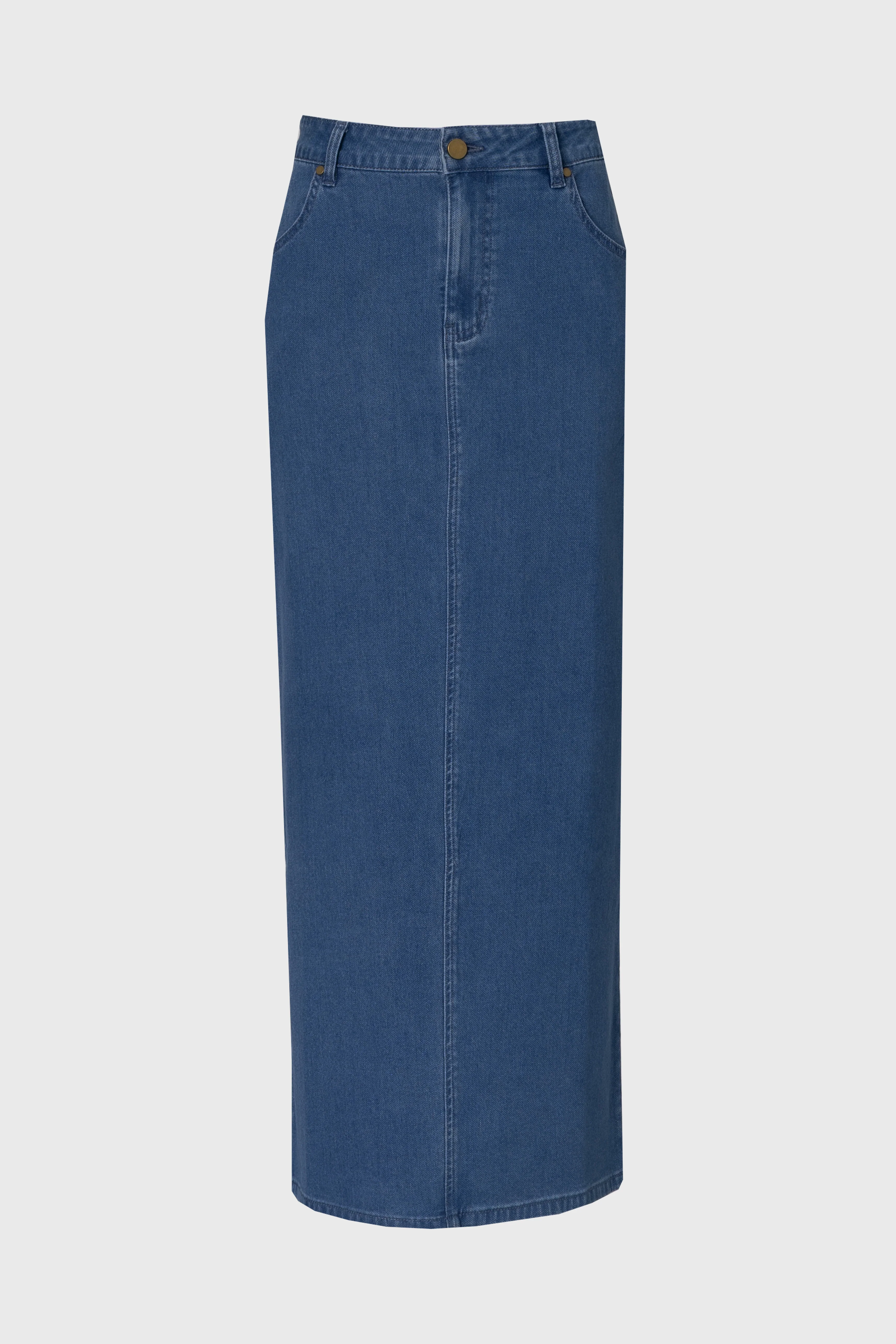 Blue Zipper Denim Maxi Skirt - Image 5