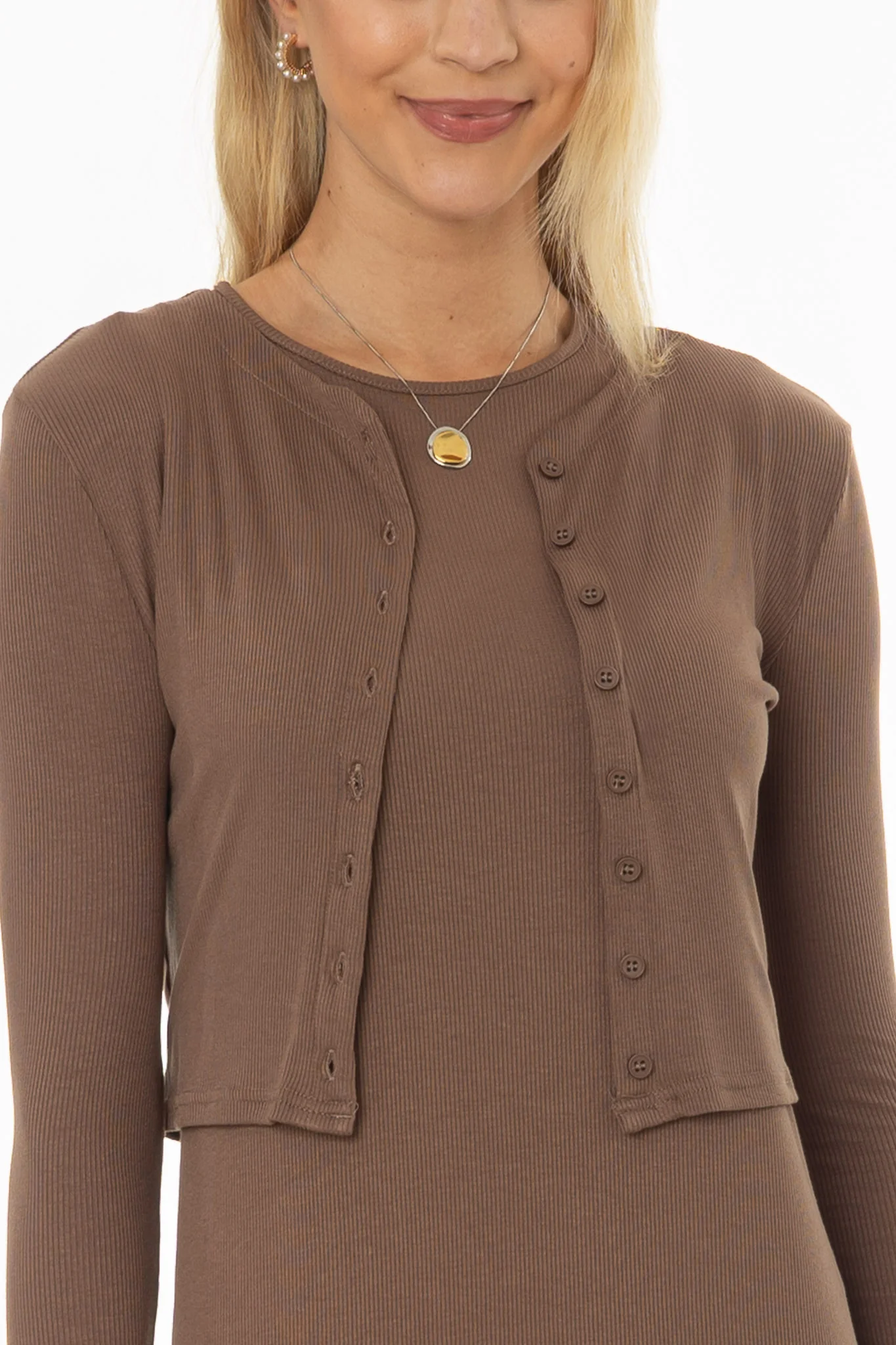 Brown Basic Cardigan - Image 2