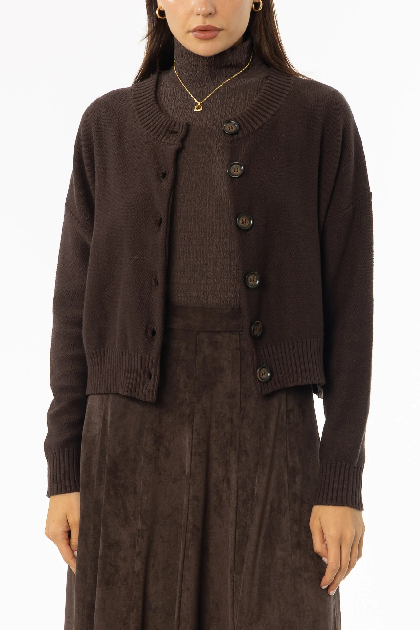 Brown Chunky Knit Cardigan - Image 2