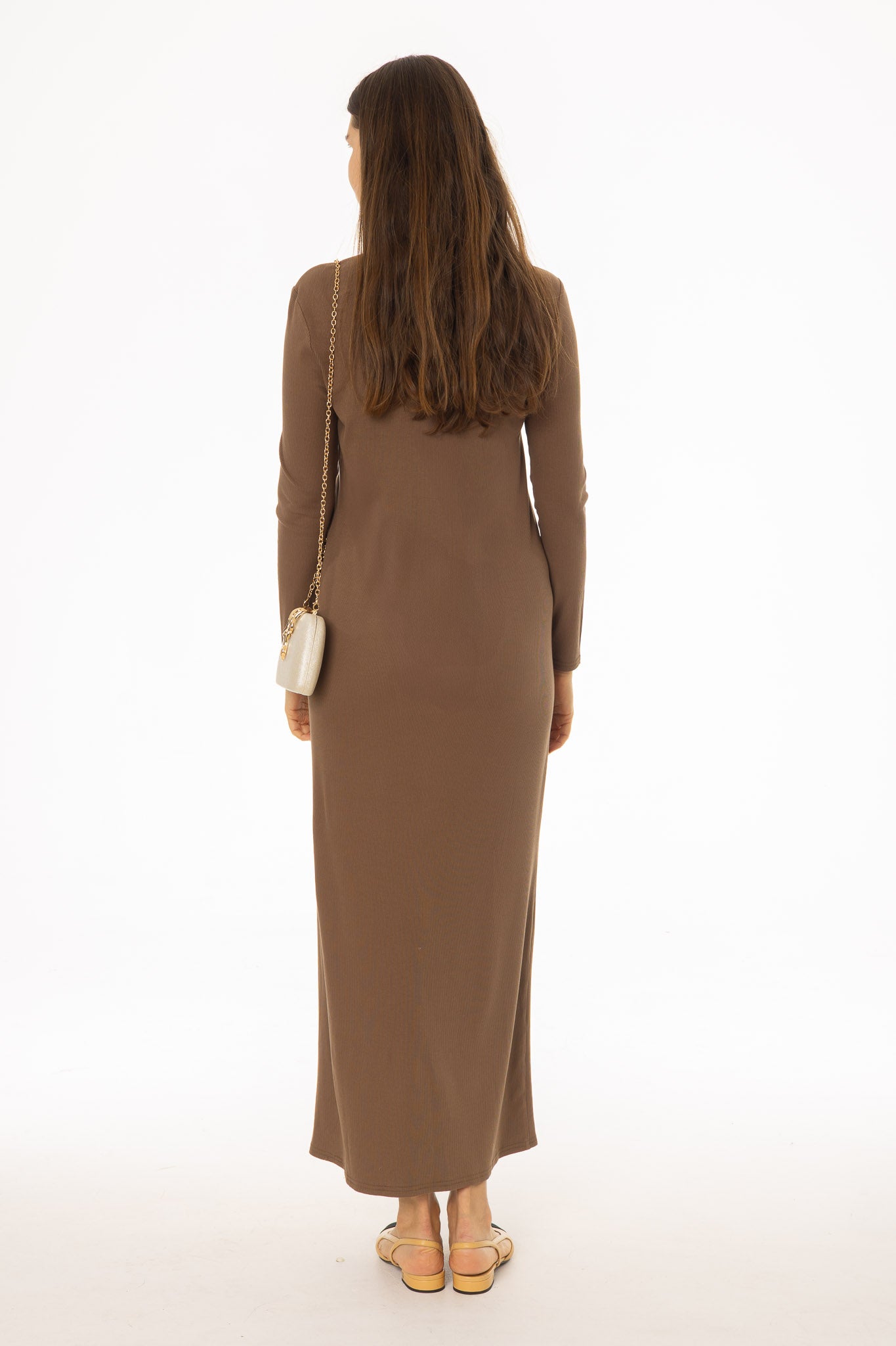Brown Combo Blouse Maxi Dress - Image 4