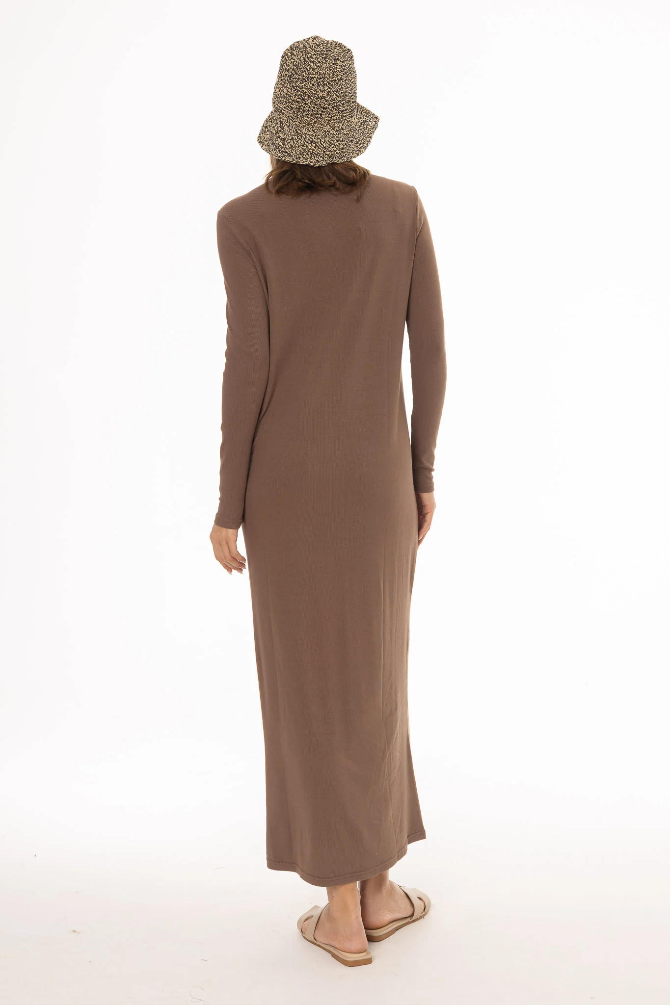 Brown Criss Cross Tie Maxi Dress - Image 5