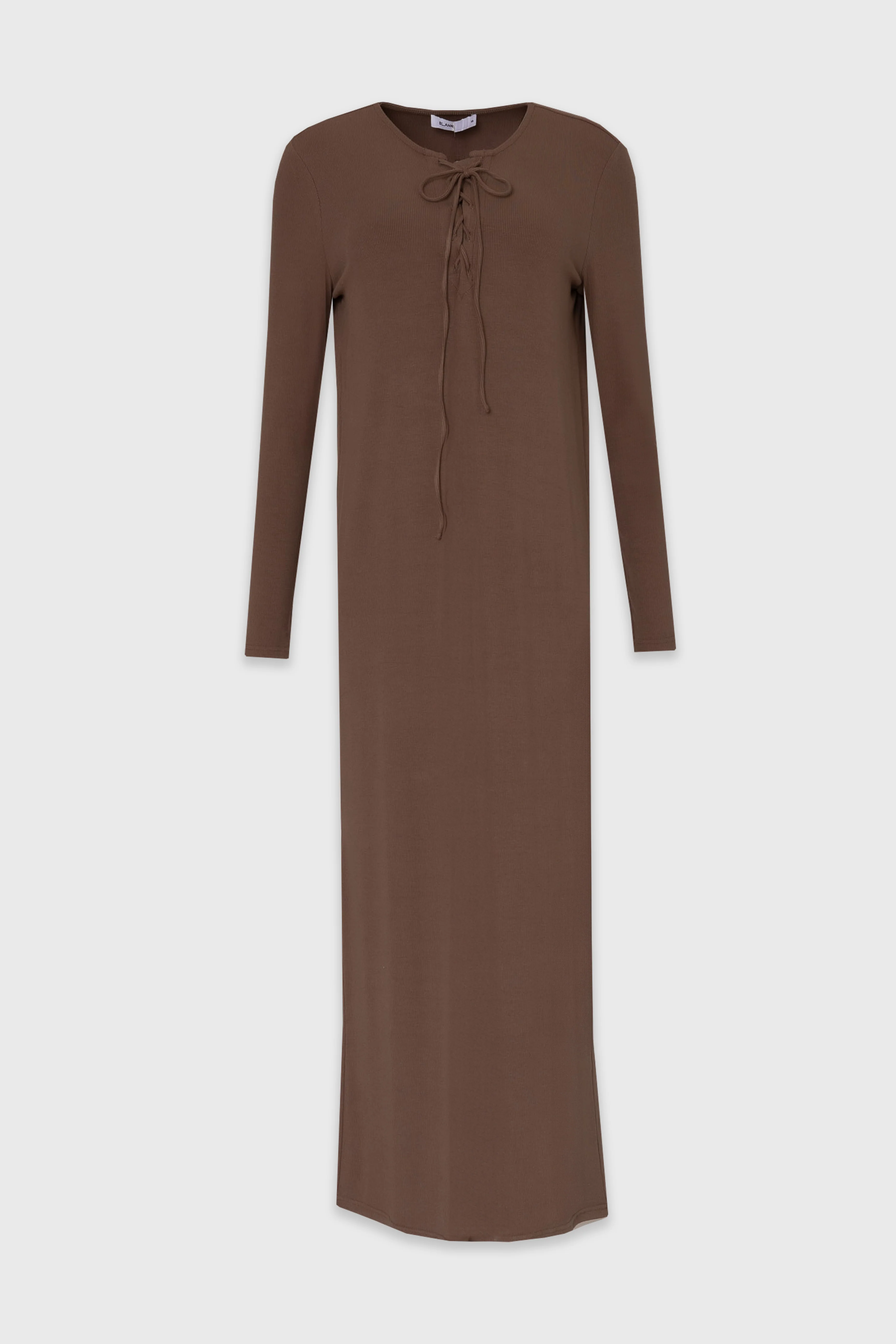 Brown Criss Cross Tie Maxi Dress - Image 6