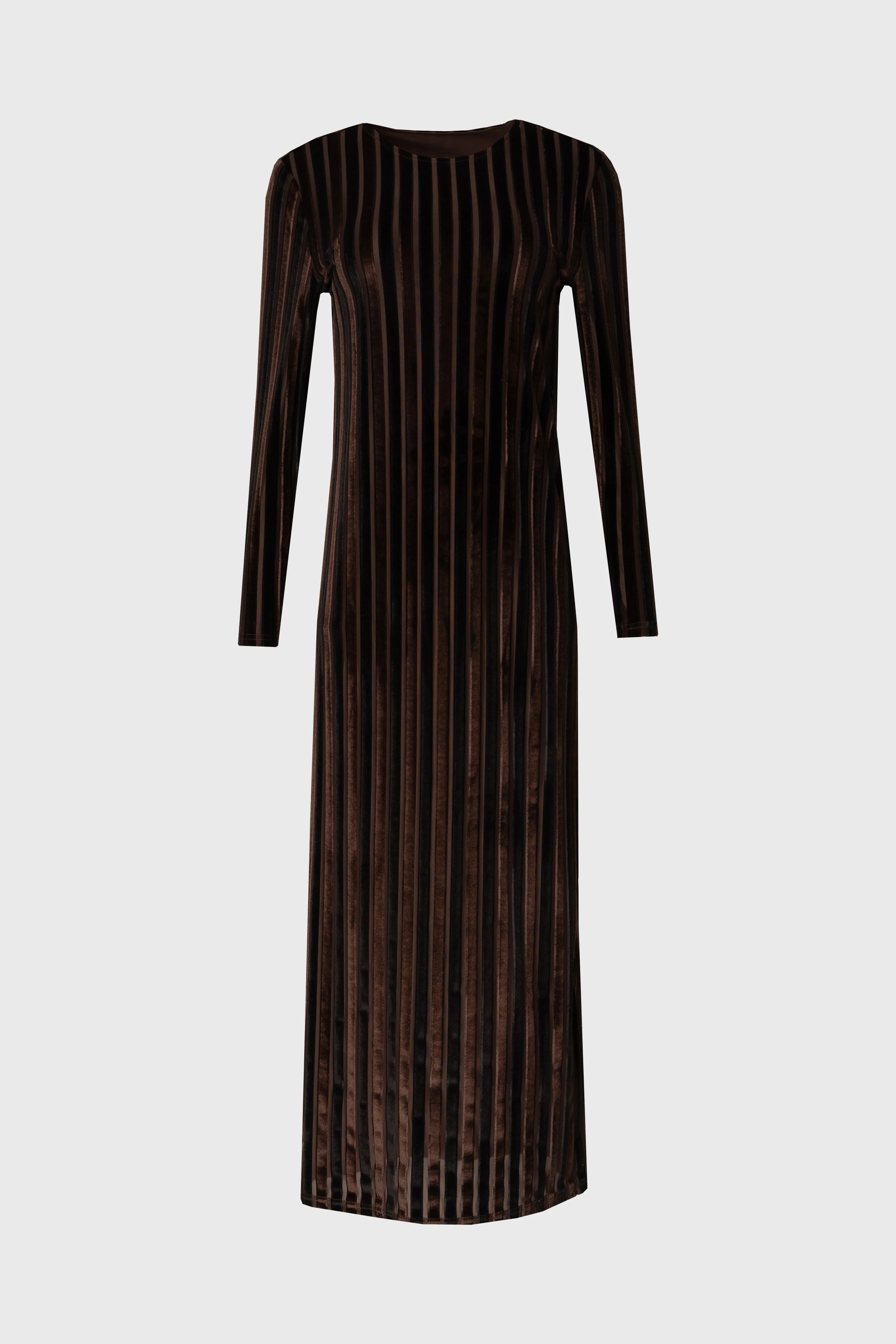 Brown Double Ribbed Velour Maxi Dress - Image 5