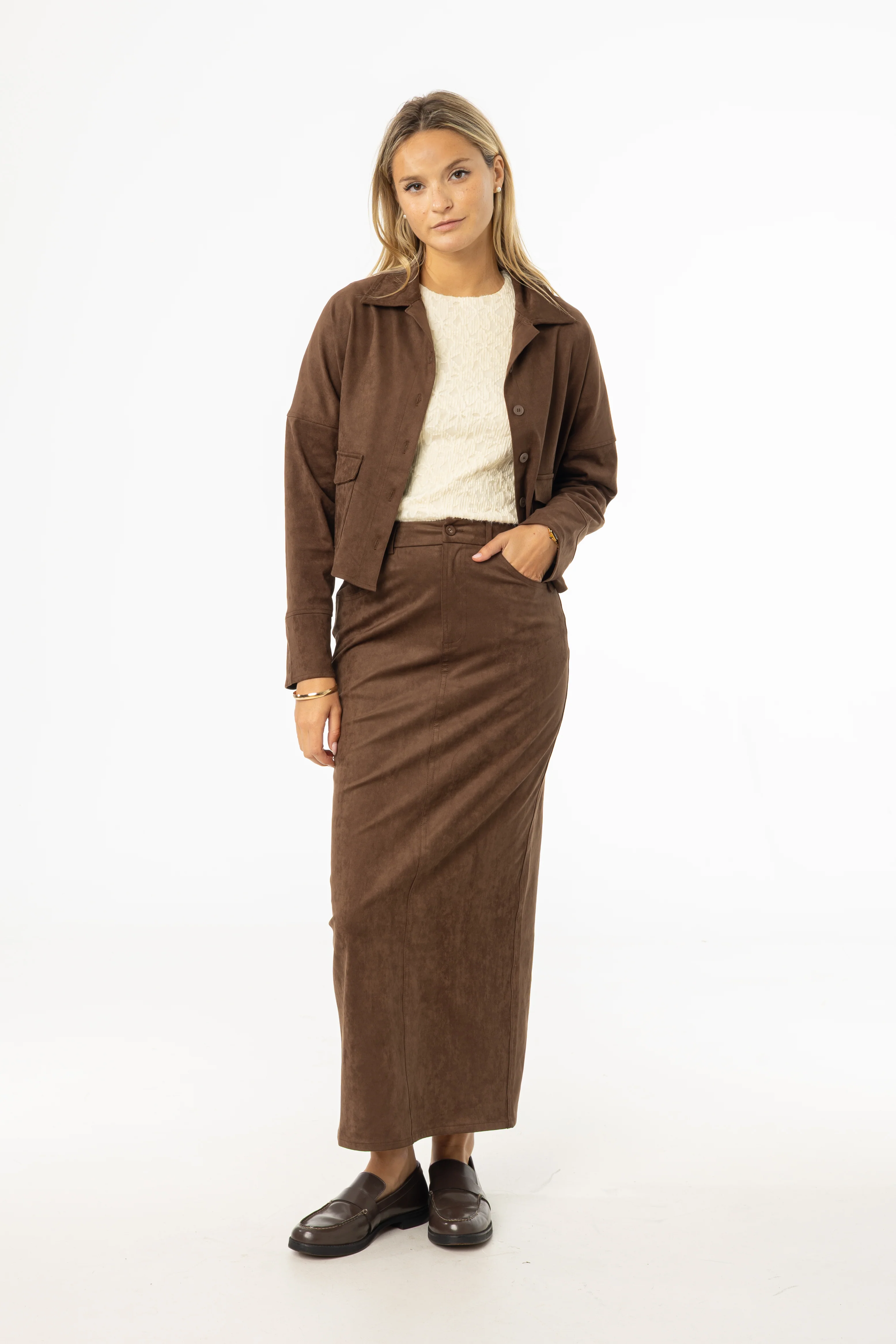Brown Everyday Microsuede Skirt
