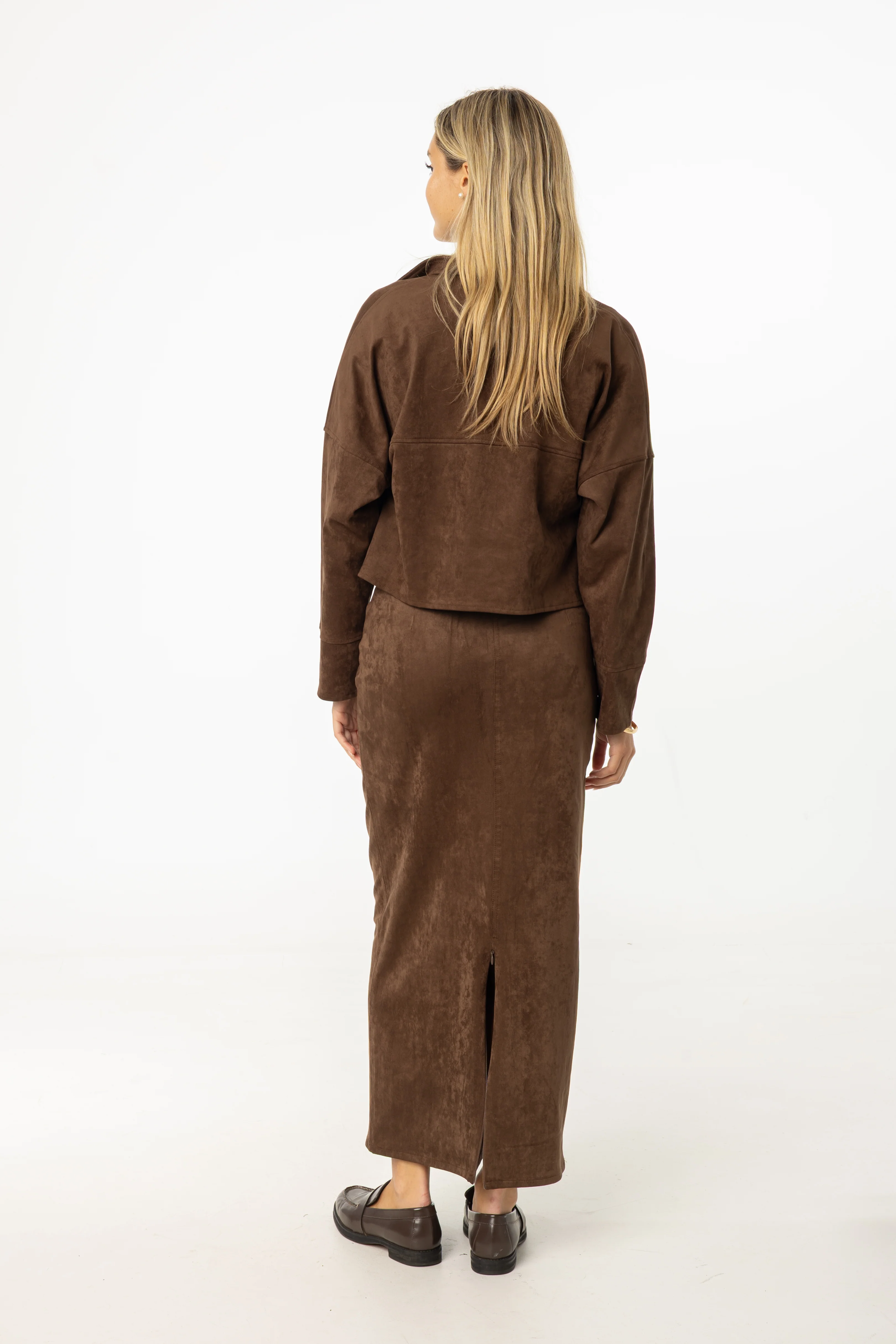 Brown Everyday Microsuede Skirt - Image 3