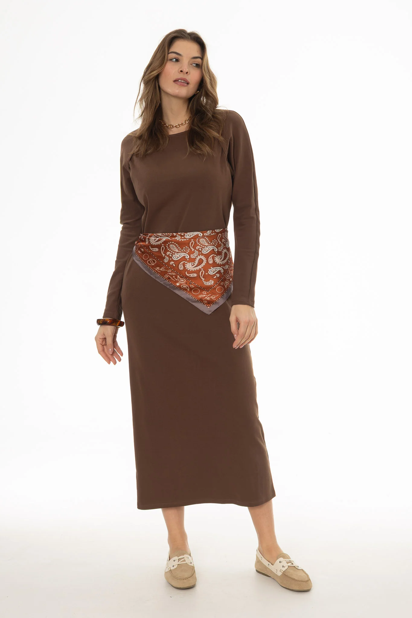 Brown Faux Shrug Maxi Dress - Image 5