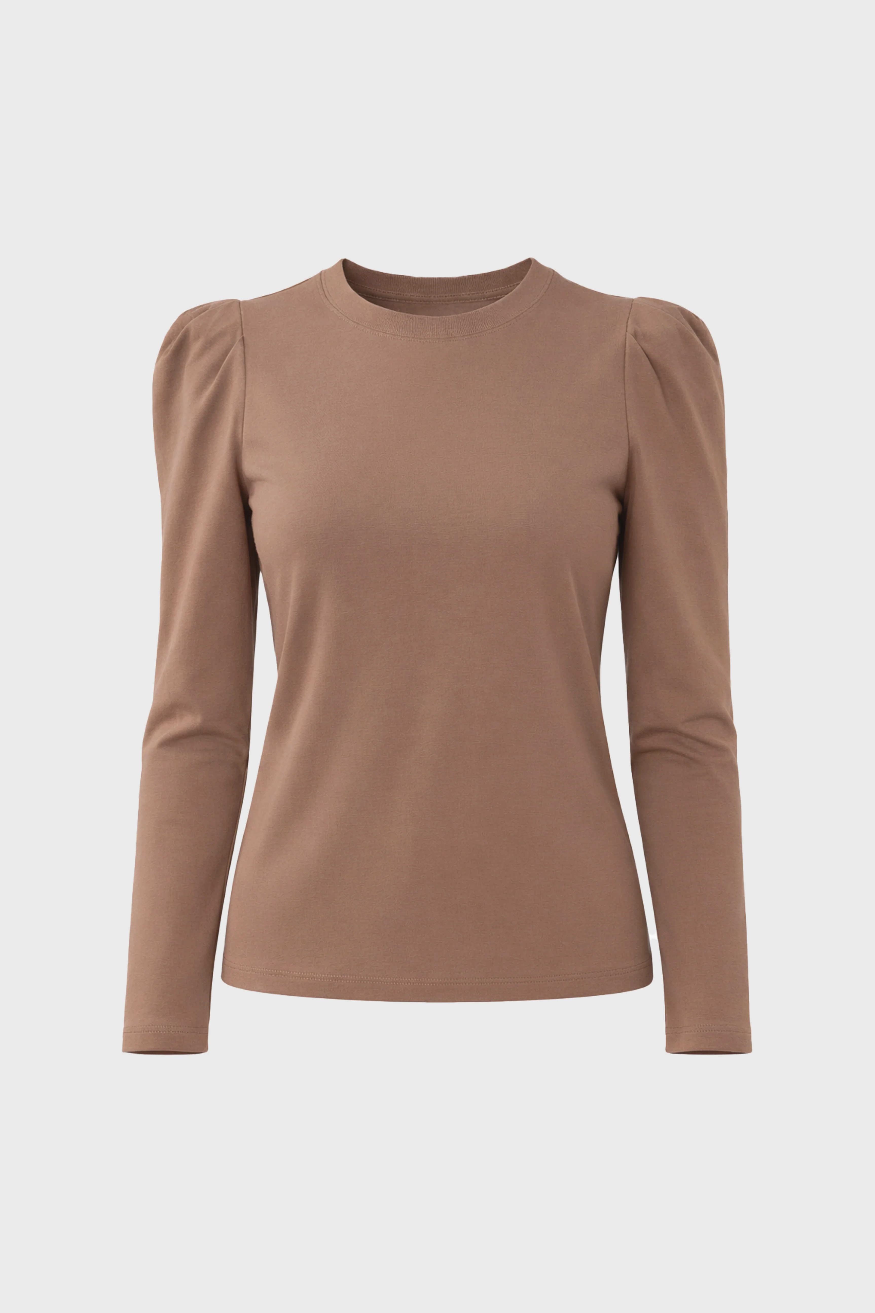 Brown Gathered Shoulder T-Shirt - Image 6