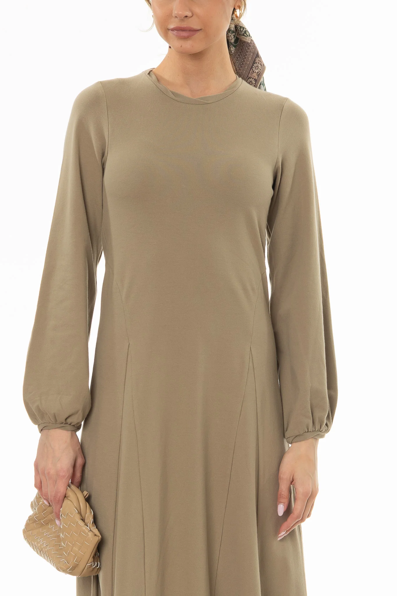 Olive Godet Seam Maxi Dress - Image 2