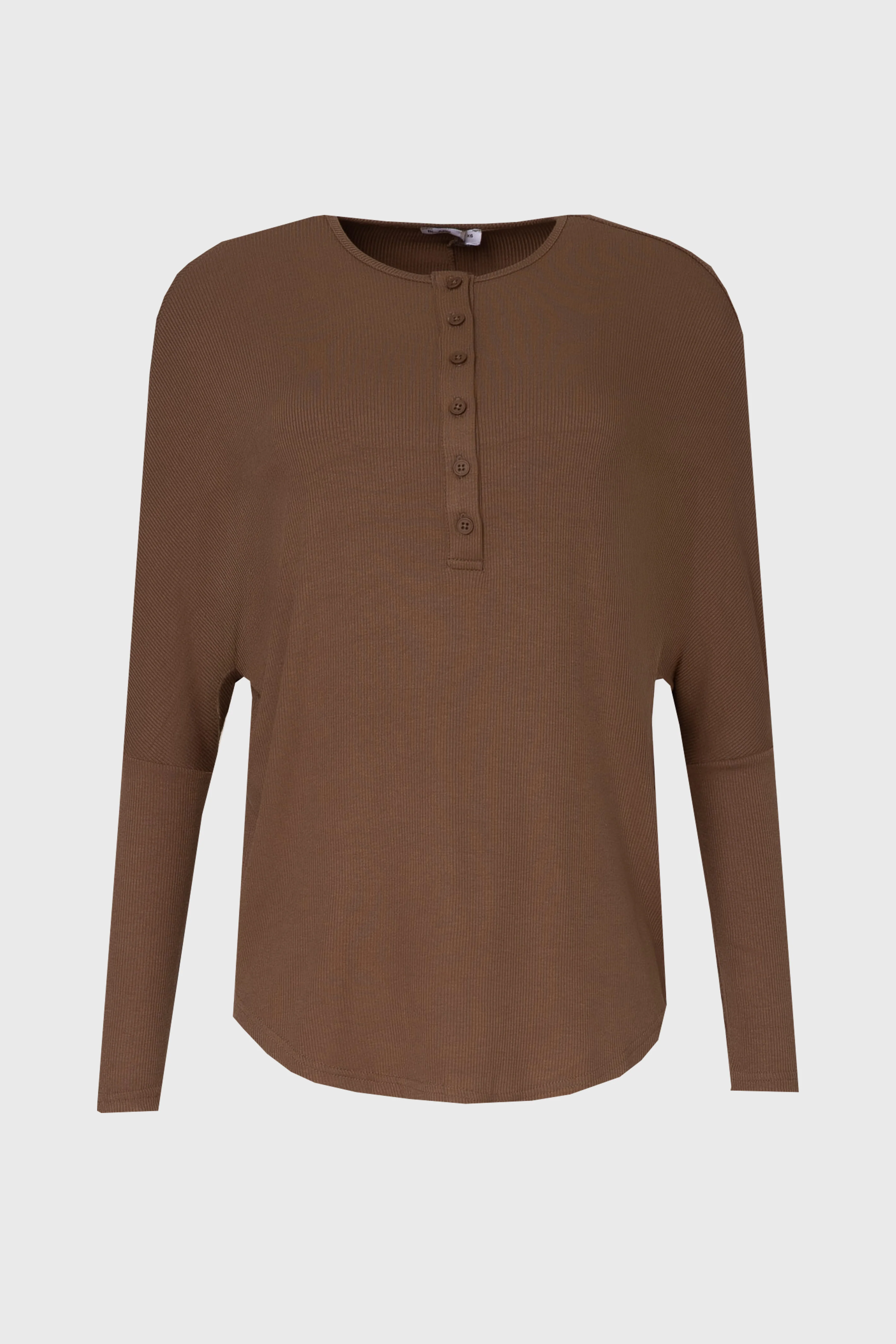Brown Henley Dolman T-Shirt - Image 6