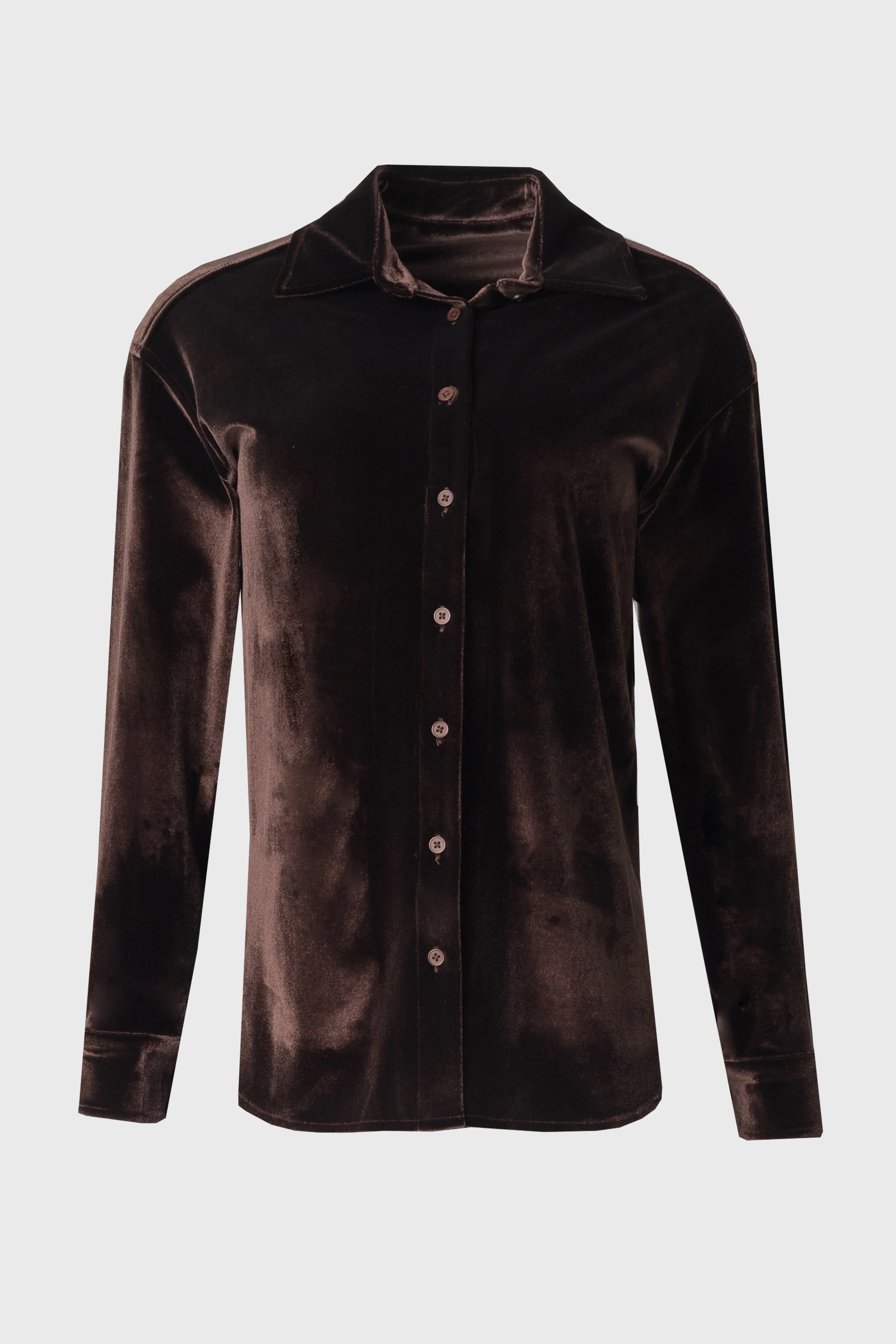Brown Oversized Velour Blouse - Image 5