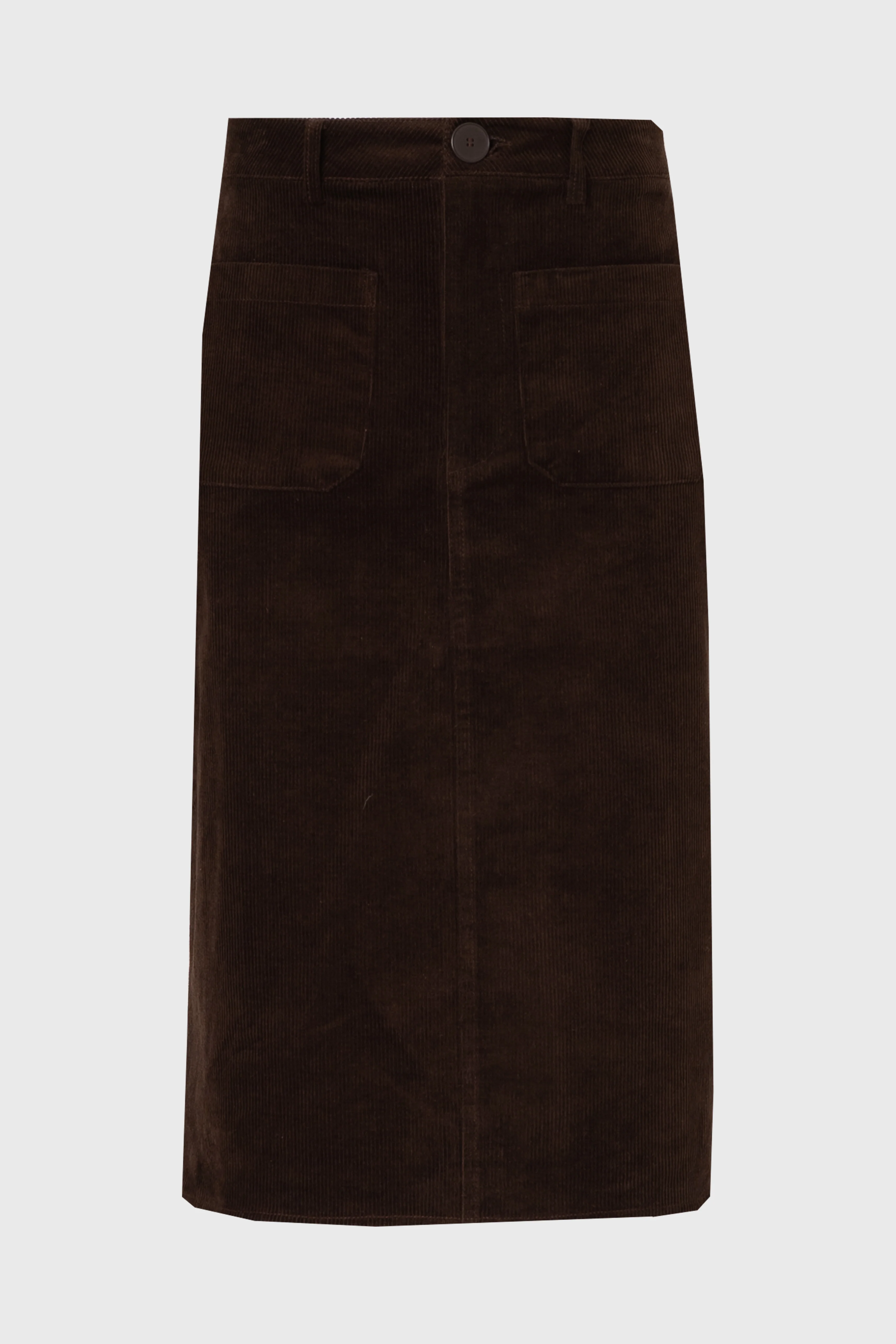 Brown Pocket Corduroy Pencil Skirt - Image 5