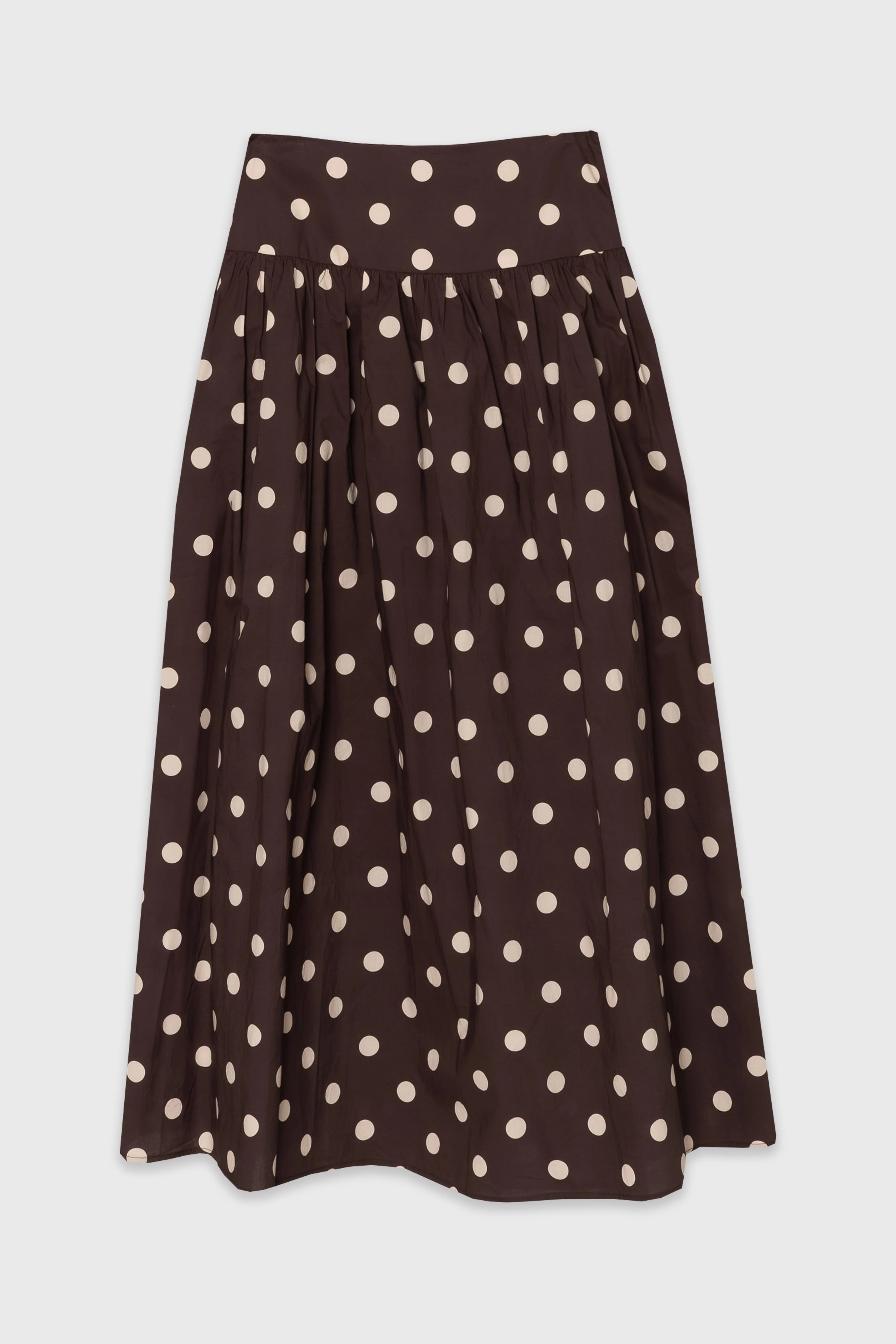 Brown Polka Dot Printed Waisted Maxi Skirt - Image 6