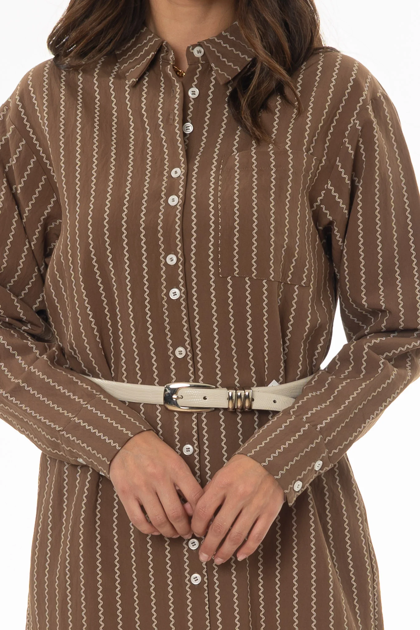 Brown Printed Shirt Maxi Dress - Image 2