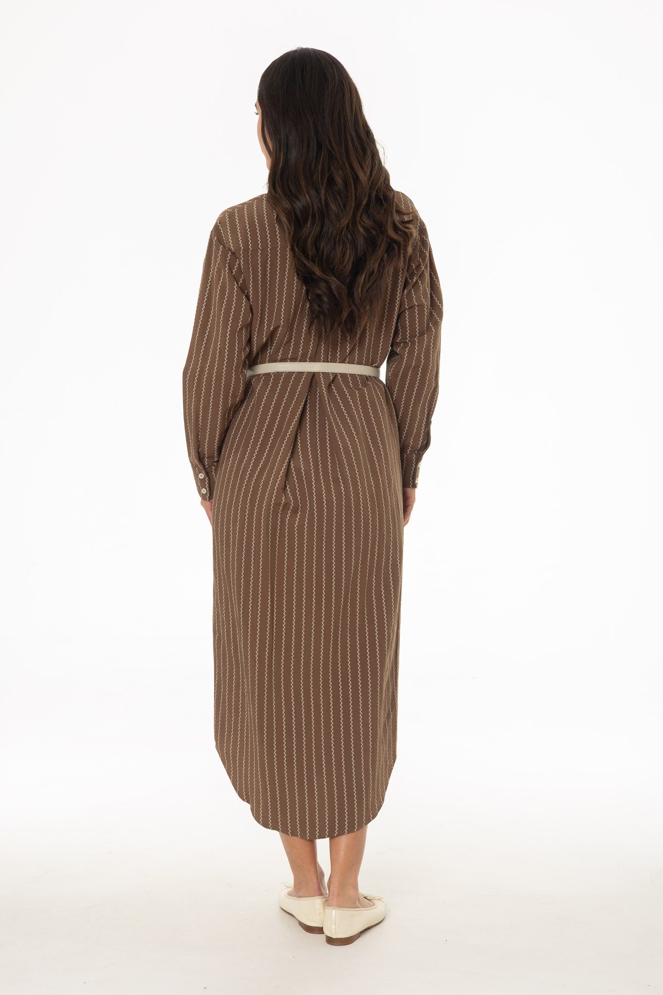 Brown Printed Shirt Maxi Dress - Image 4