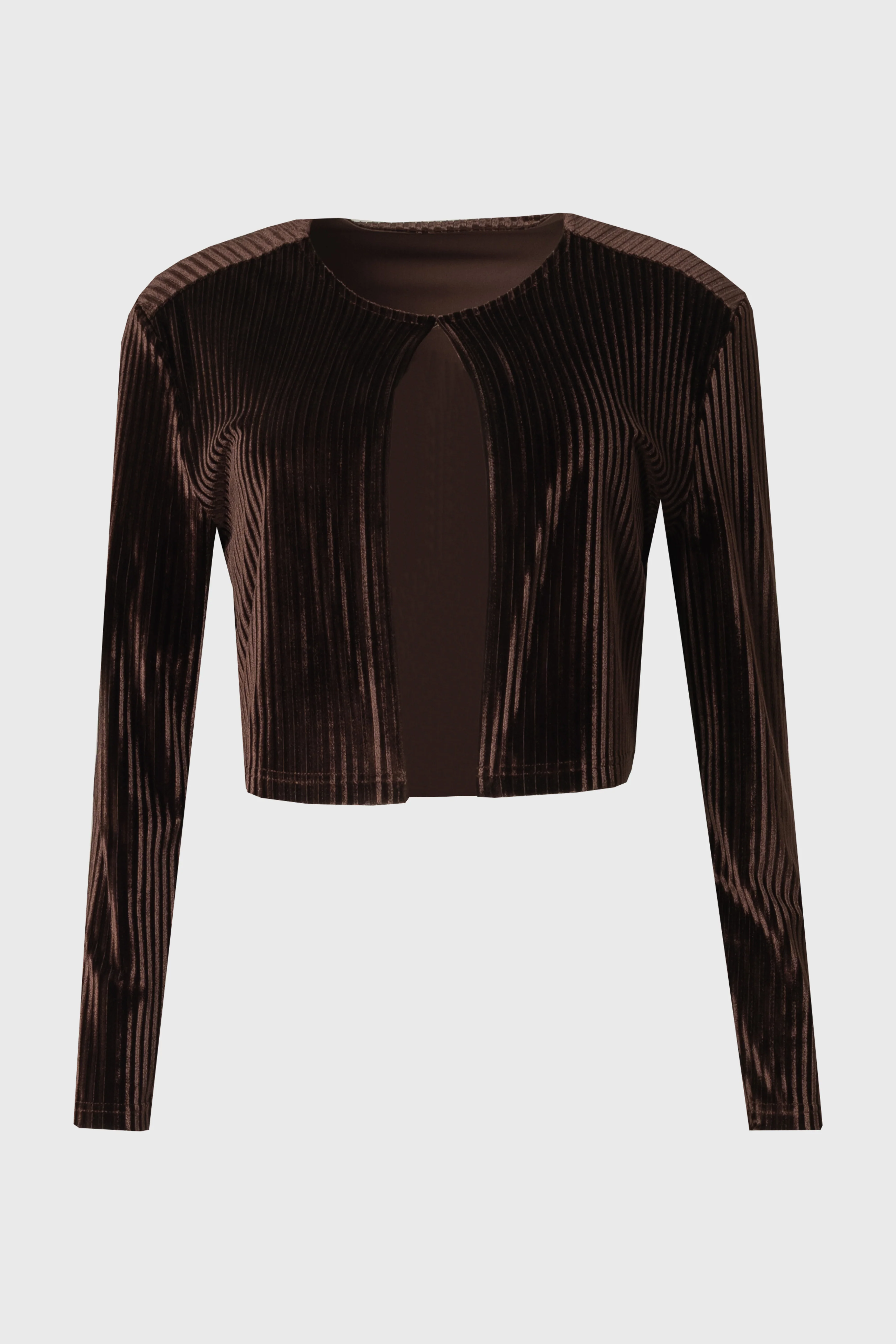 Brown Ribbed Velour Cardigan - Image 5