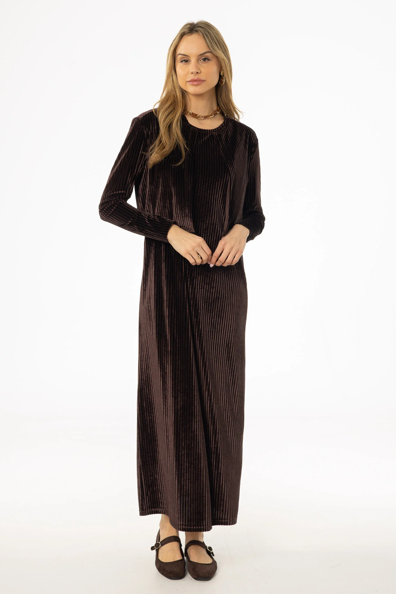 Brown Ribbed Velour Jumper - Image 5