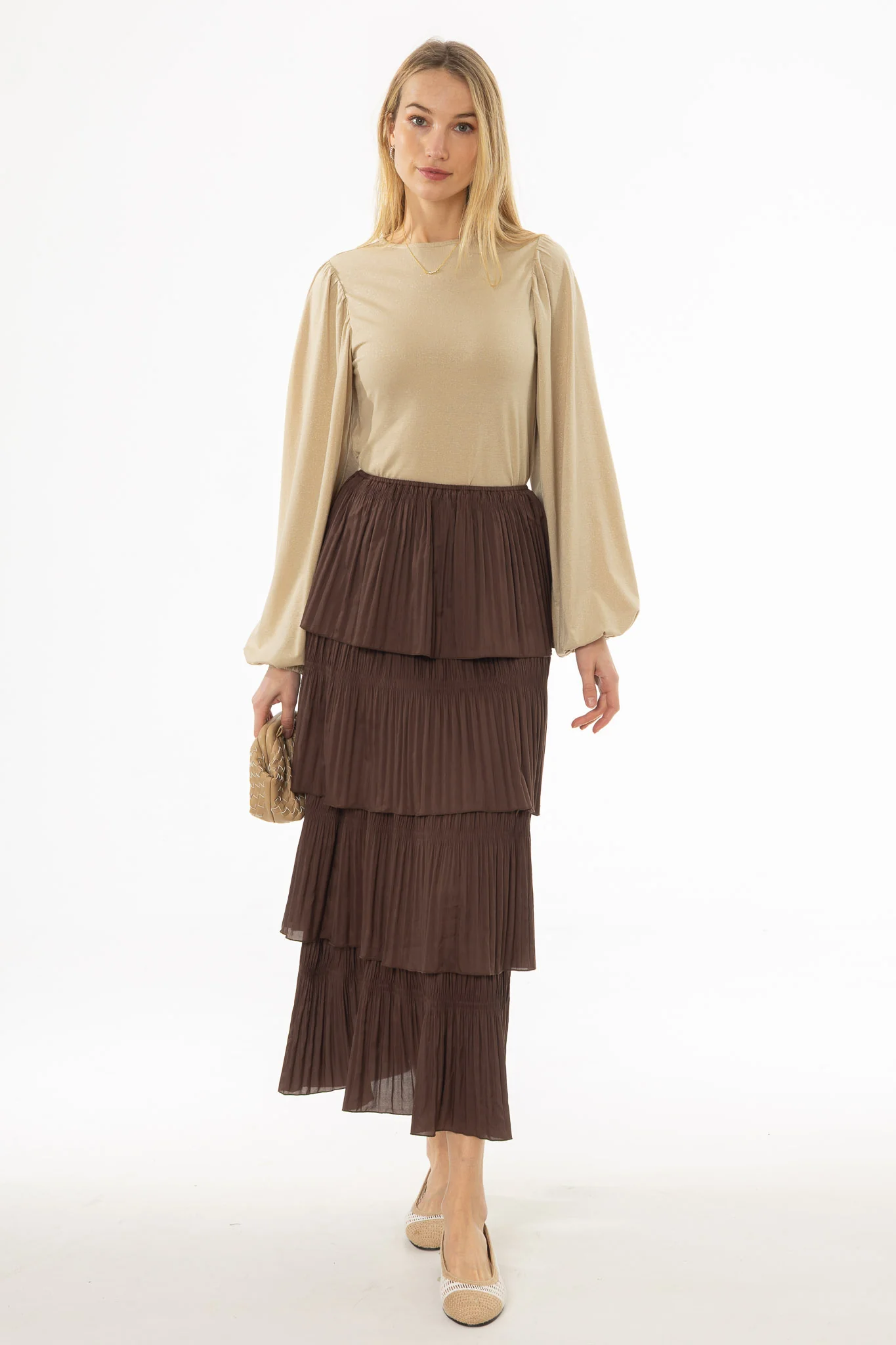Brown Ruffle Maxi Skirt - Image 2