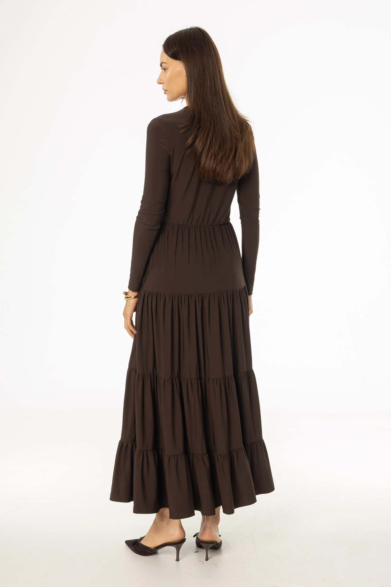 Brown Tiered Maxi Dress - Image 4