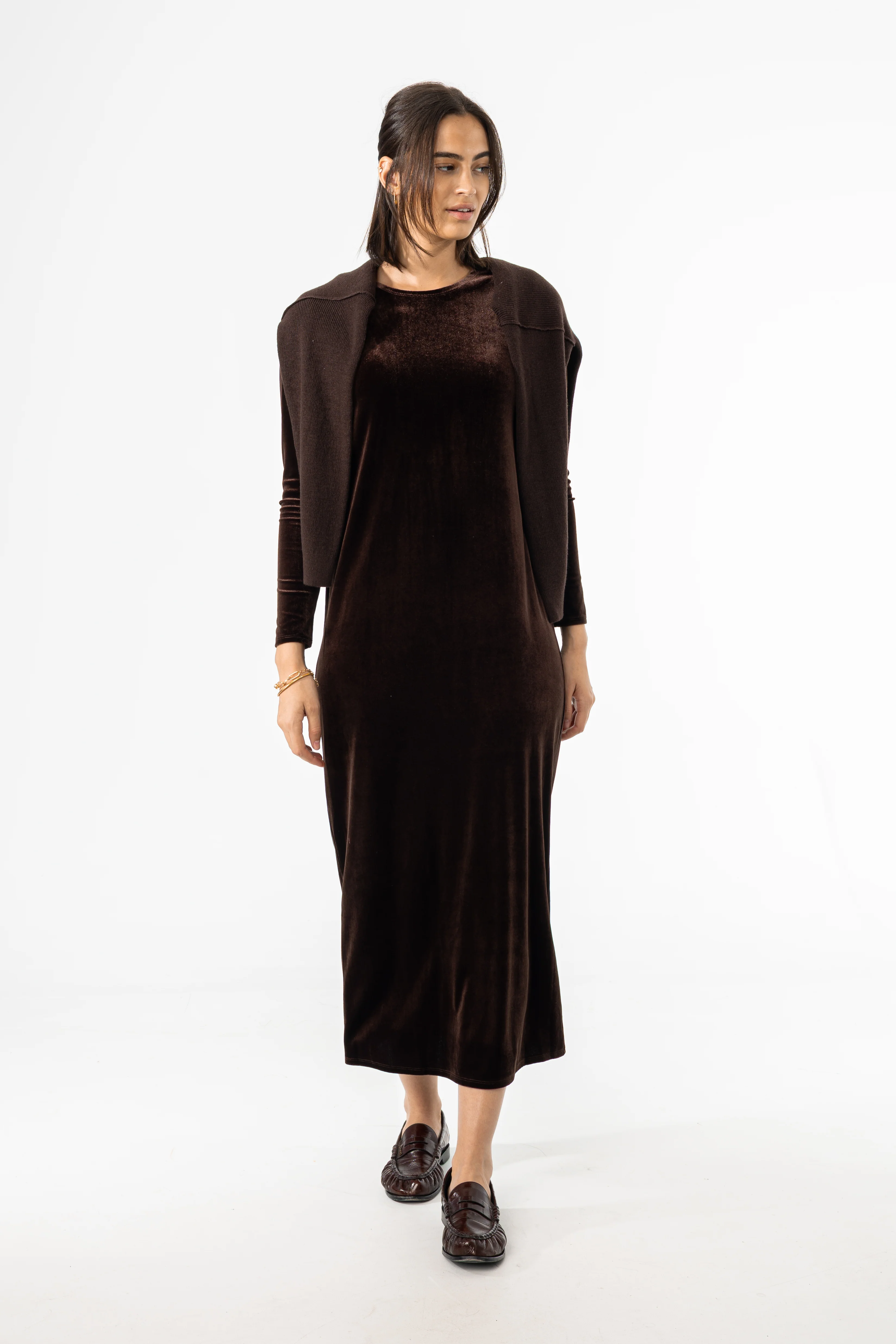 Brown Velour Basic Maxi - Image 4
