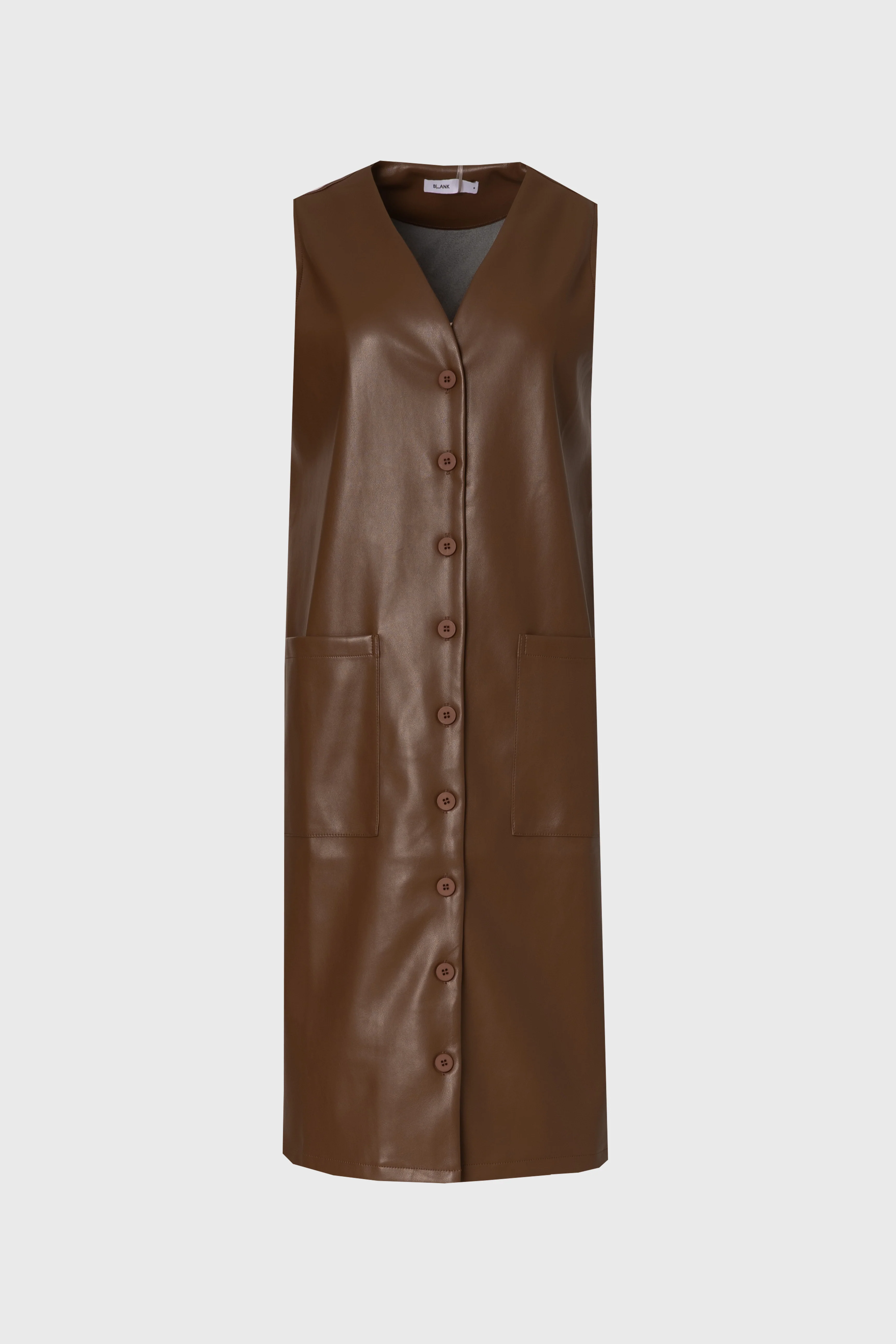 Brown Vegan Leather Vest Dress - Image 5
