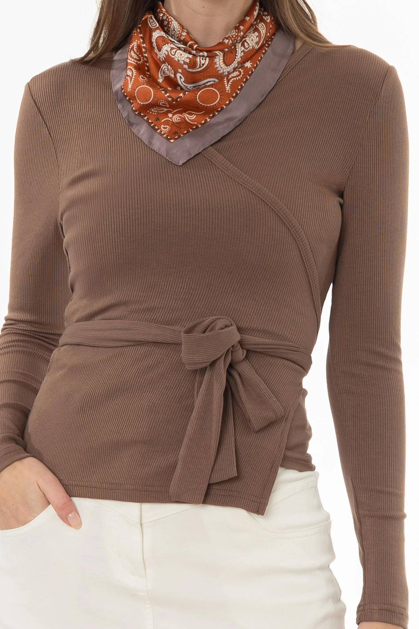 Brown Wrap T-Shirt - Image 5