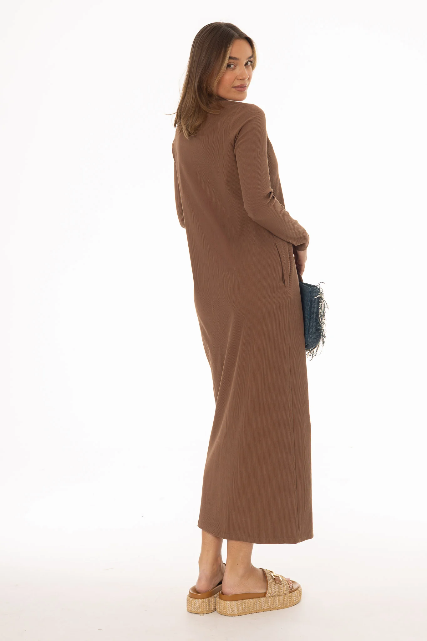 Brown Zipper Maxi Dress - Image 3