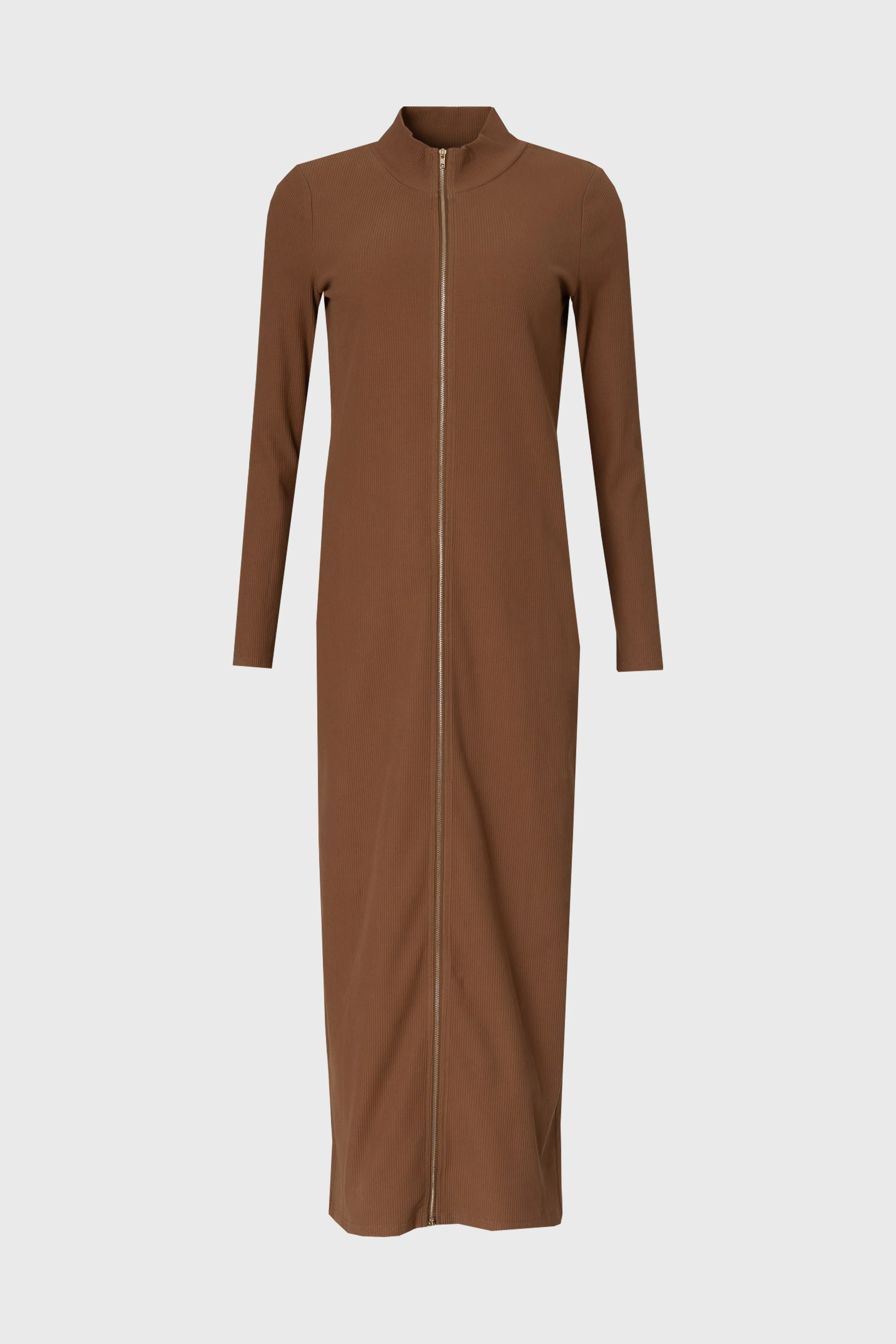 Brown Zipper Maxi Dress - Image 5