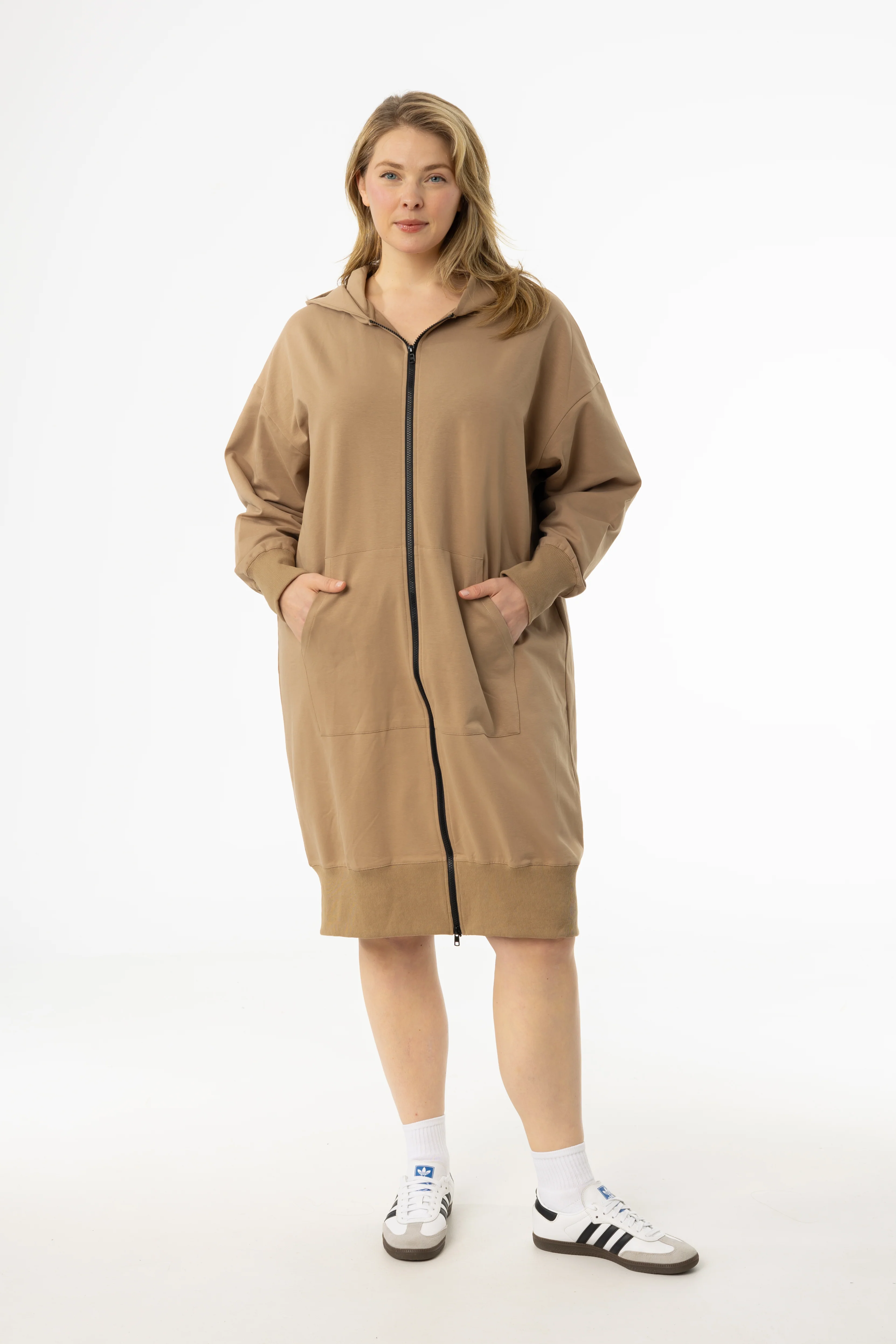 Brown Zipper Sweatshirt Dress - Image 4