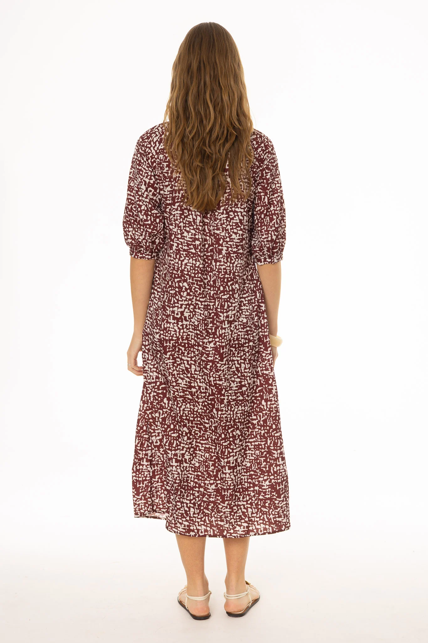 Burgundy Printed Maxi Dress - Image 4