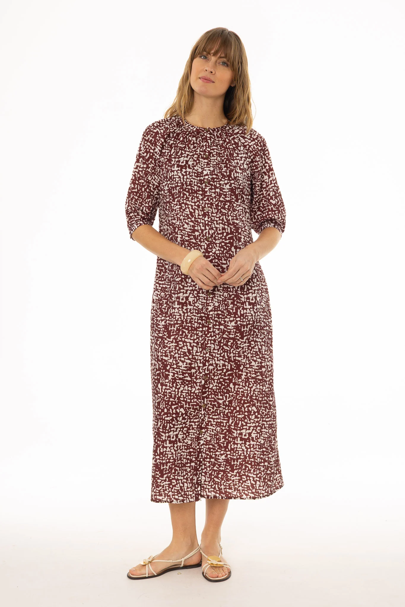 Burgundy Printed Maxi Dress - Image 5