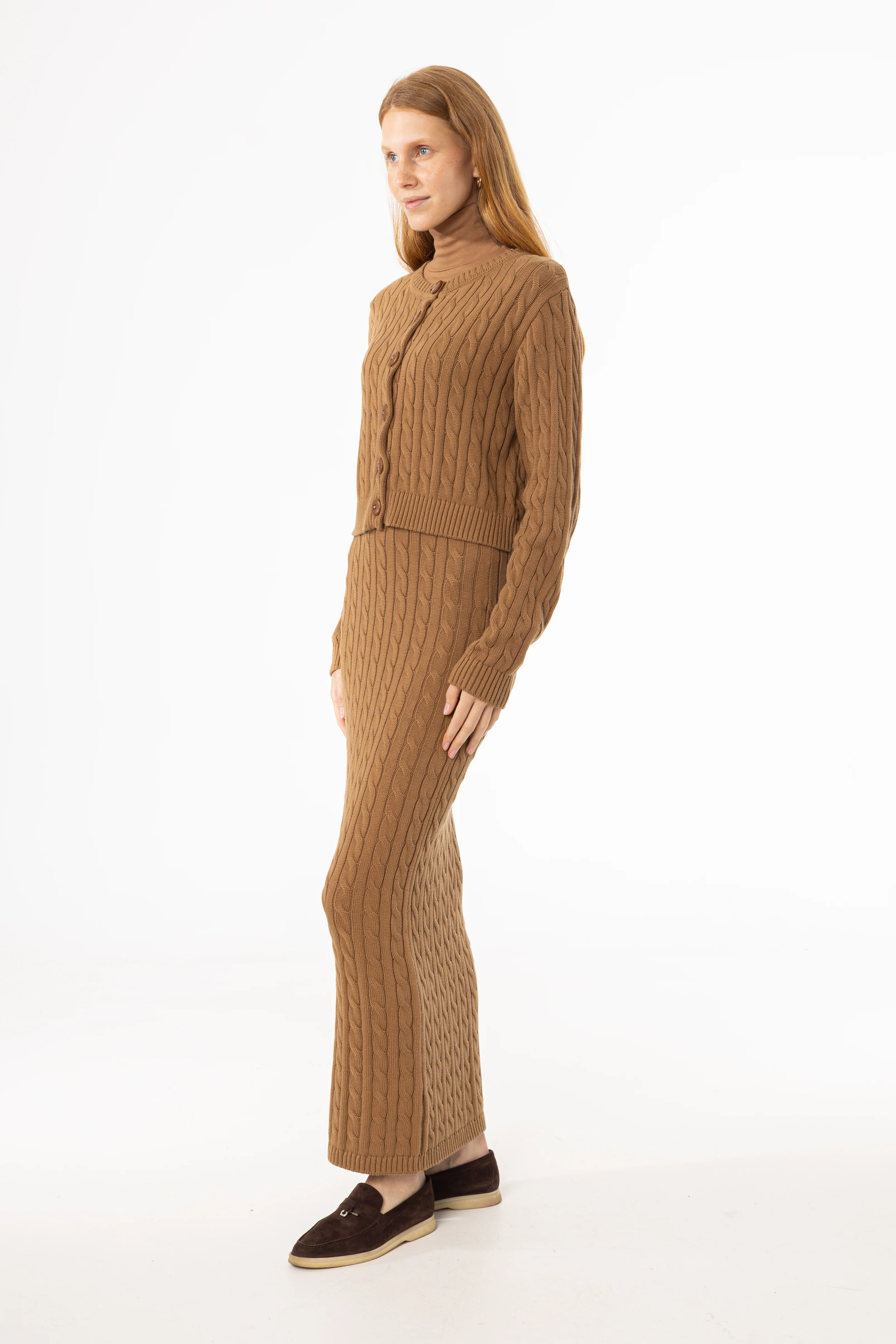 Camel Cable Knit Skirt - Image 2