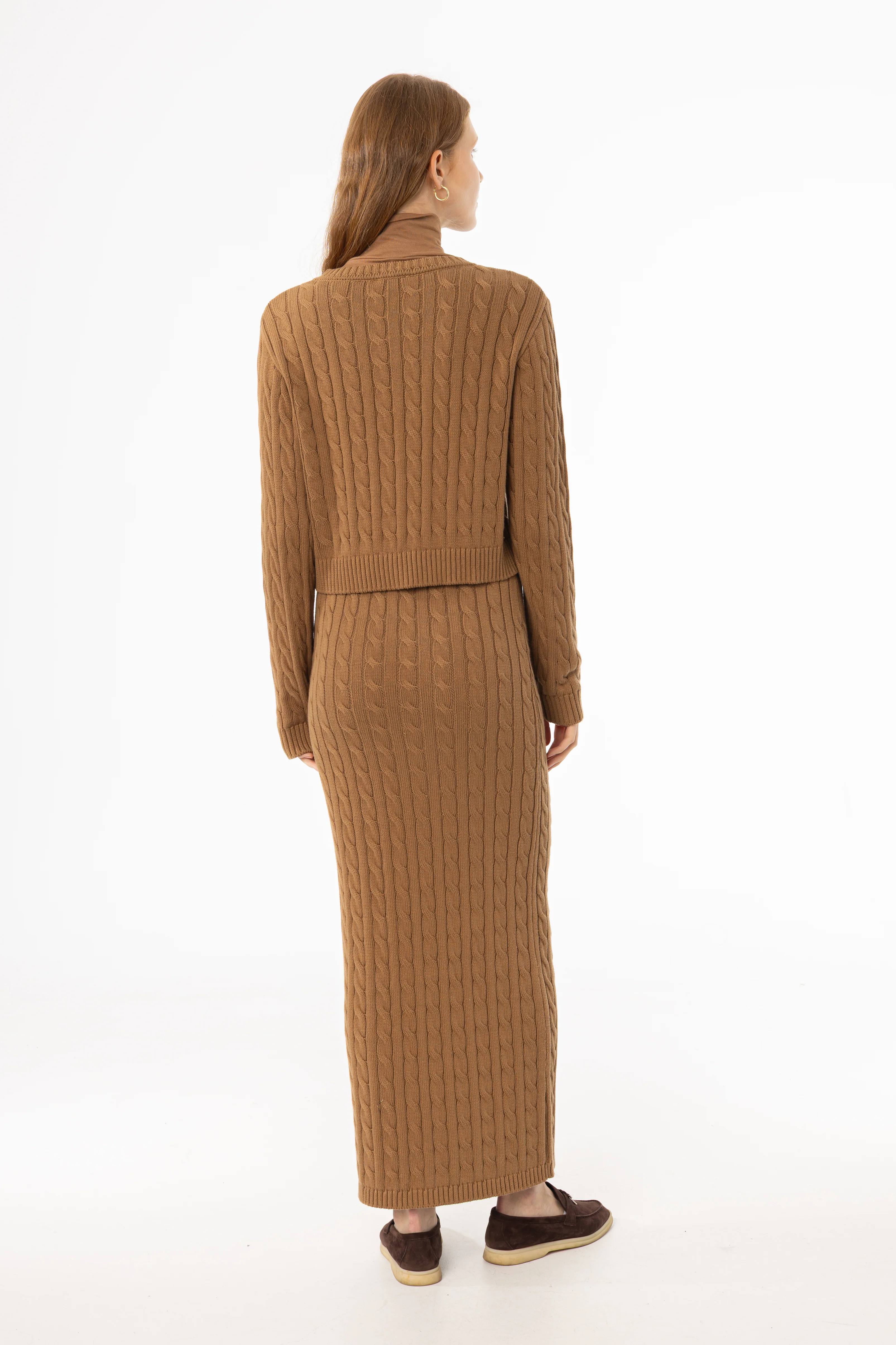 Camel Cable Knit Skirt - Image 3